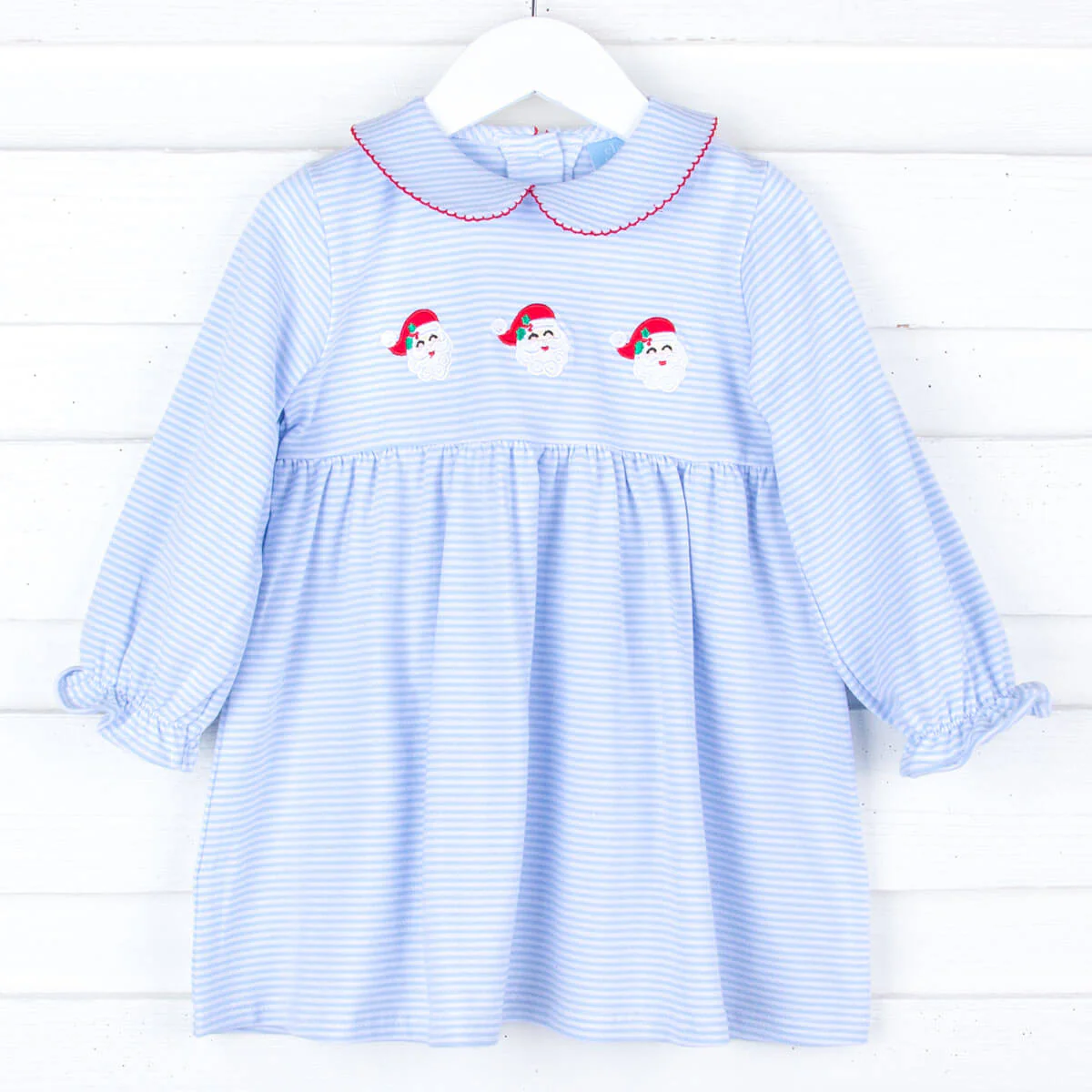 Happy Santa Light Blue Stripe Riley Dress - Image 2