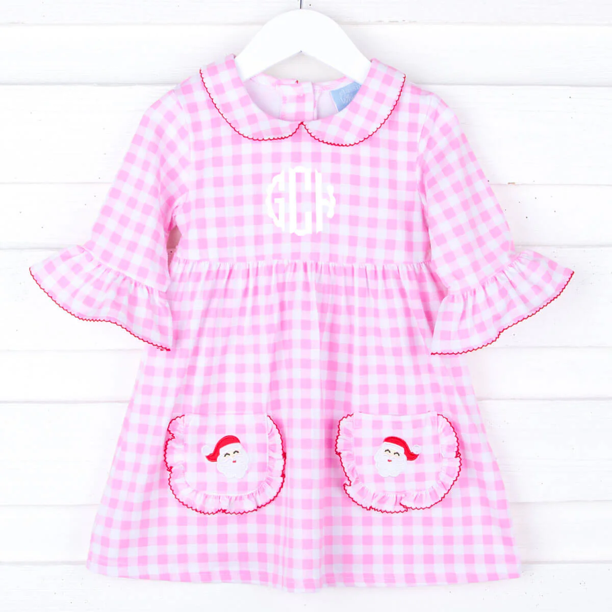 Happy Santa Pink Gingham Caroline Dress - Image 2