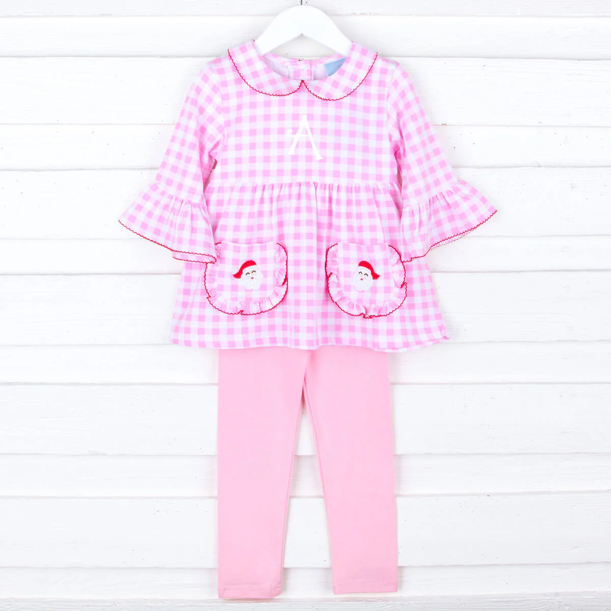 Happy Santa Pink Gingham Caroline Legging Set - Image 2
