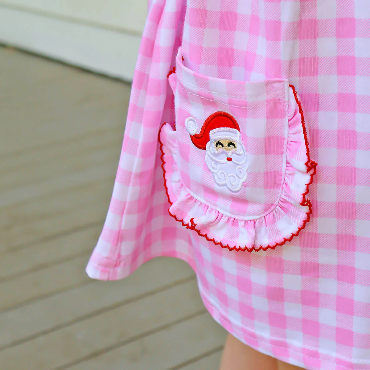 Happy Santa Pink Gingham Caroline Legging Set - Image 3