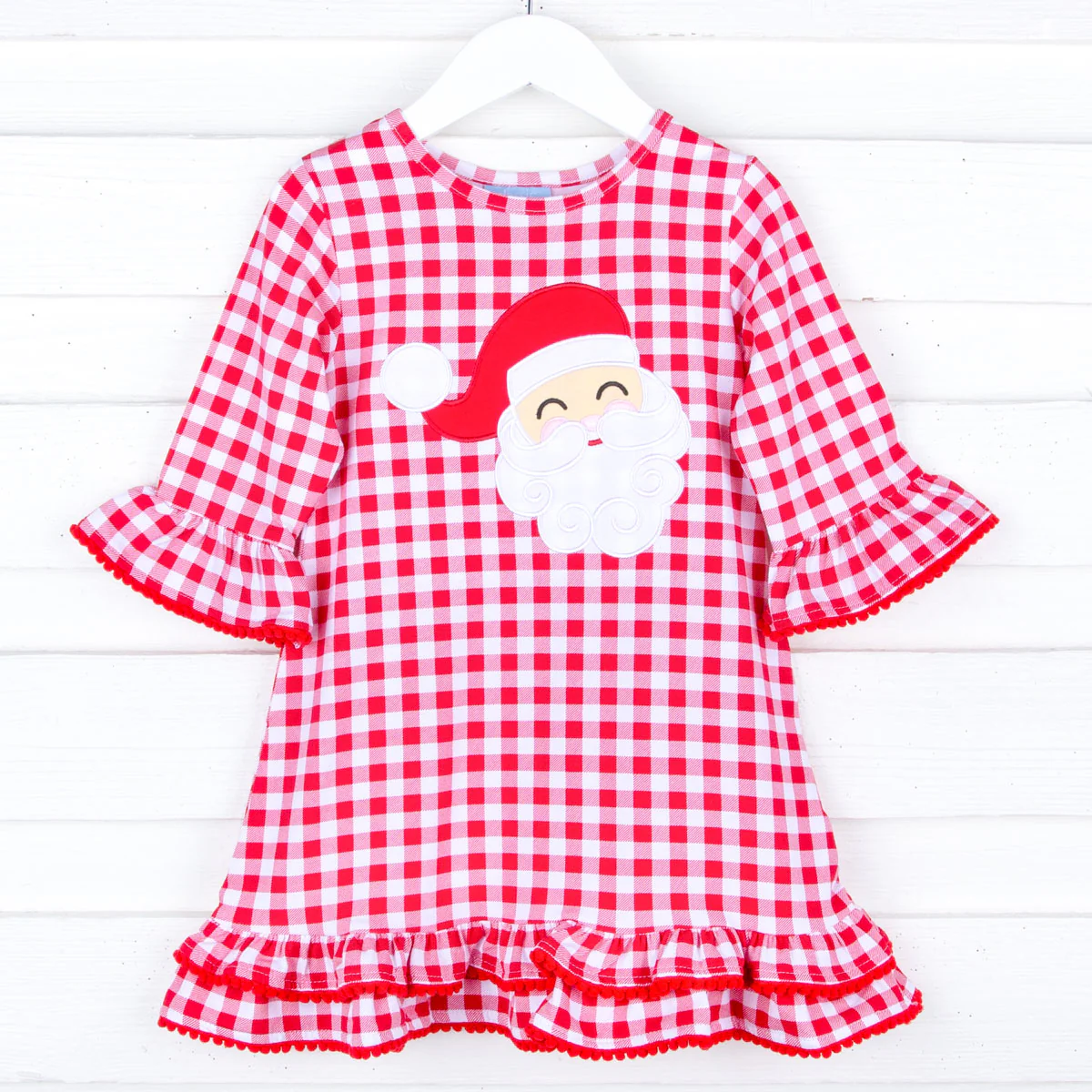 Happy Santa Red Gingham Milly Dress - Image 4