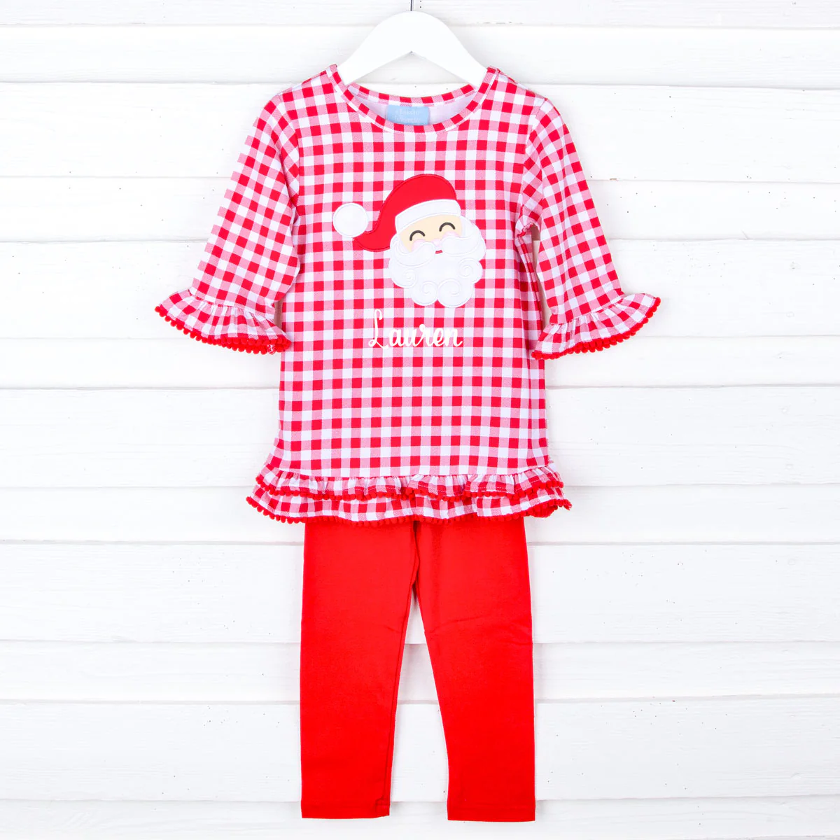 Happy Santa Red Gingham Milly Tunic Legging Set - Image 2