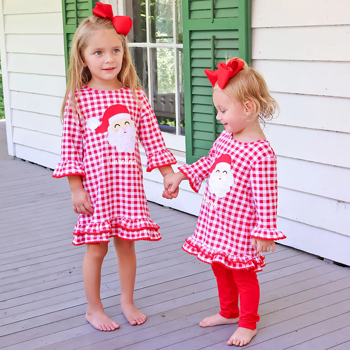 Happy Santa Red Gingham Milly Tunic Legging Set - Image 3
