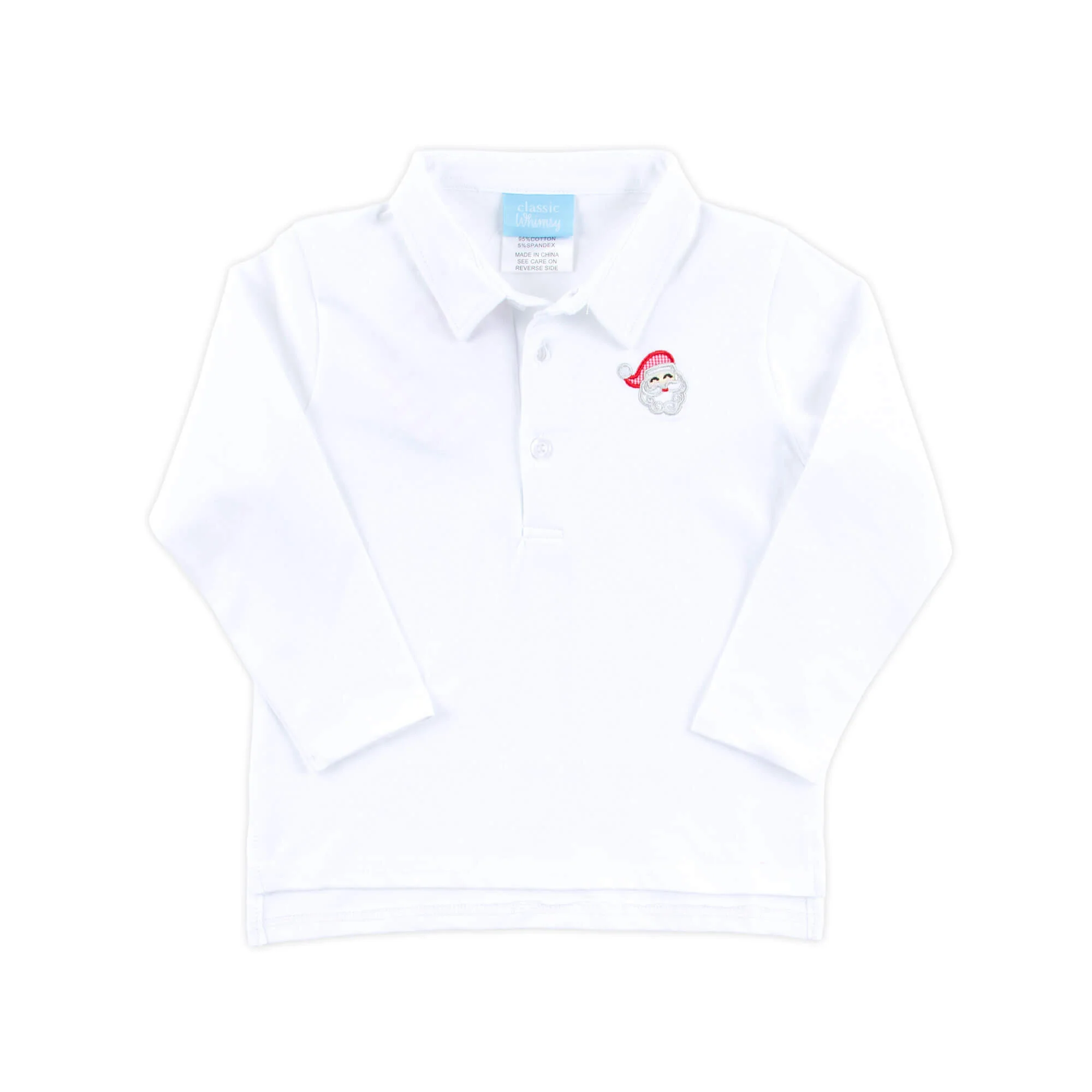 Happy Santa White Long Sleeve Polo - Image 2