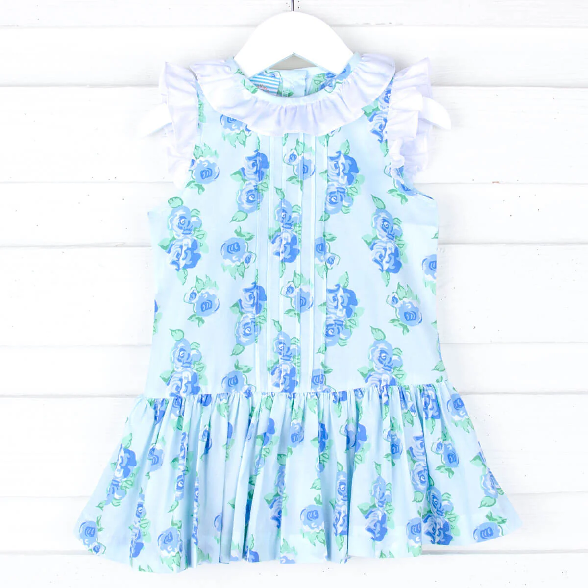 Happy Spring Blue Floral Ruffle Collared Dress - Image 2