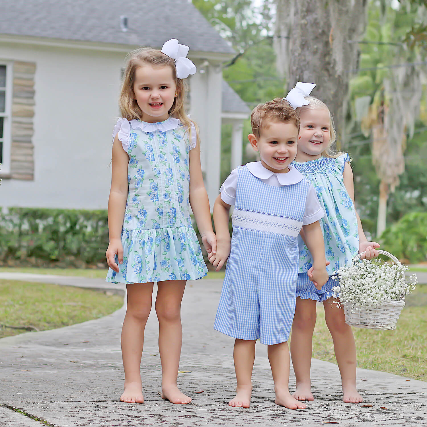 Happy Spring Blue Floral Ruffle Collared Dress - Image 7