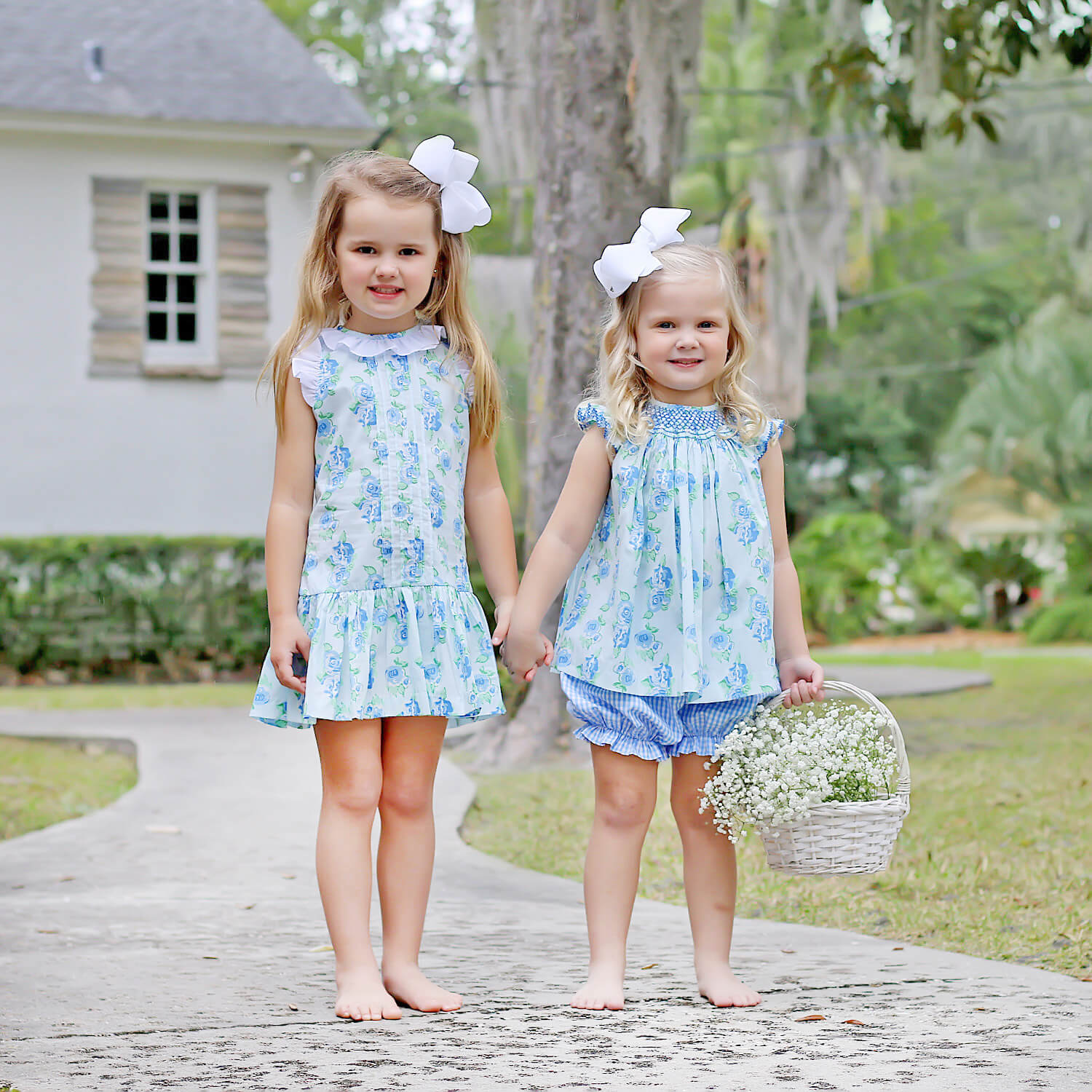 Happy Spring Blue Floral Smocked Bloomer Set - Image 4