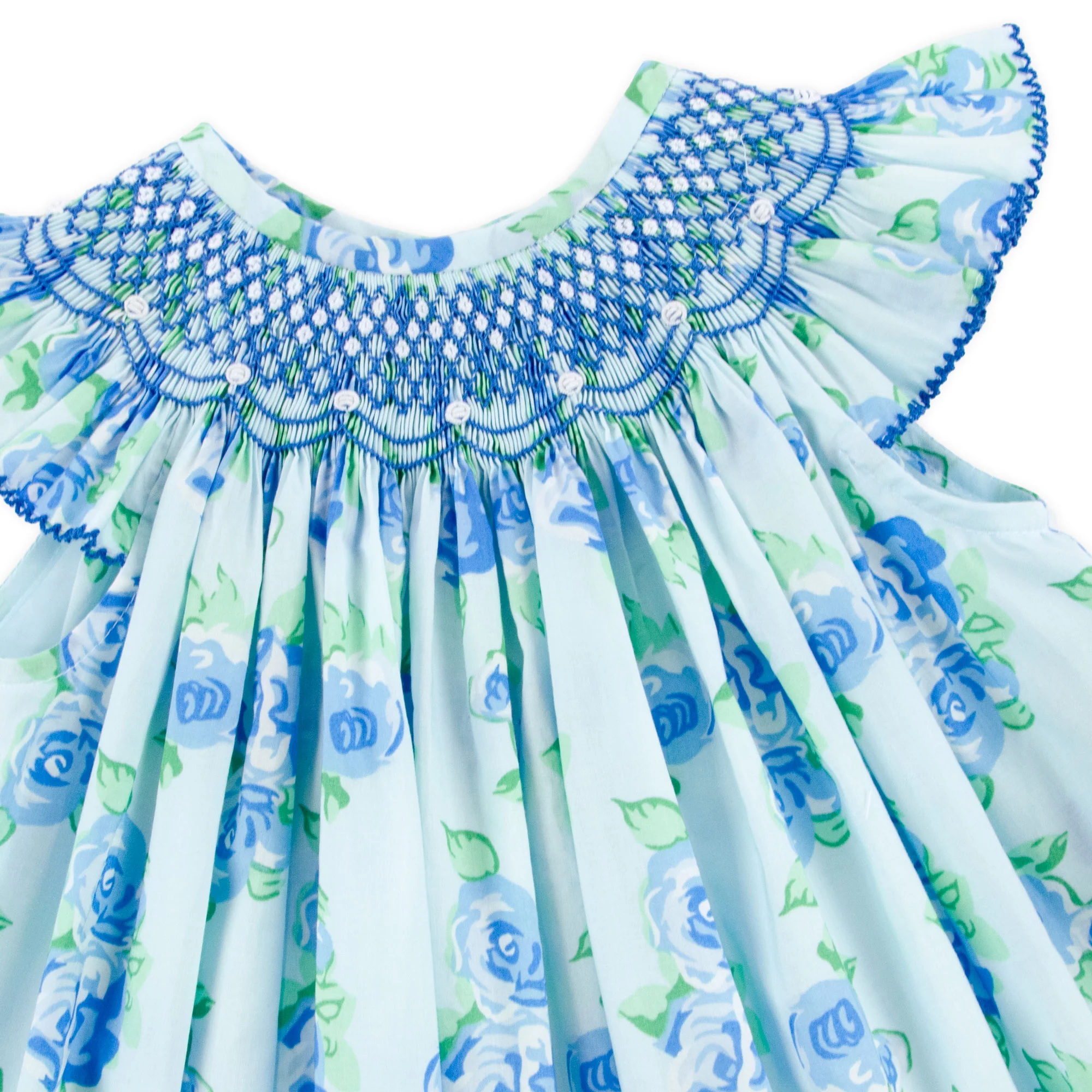 Happy Spring Blue Floral Smocked Dress - Image 2