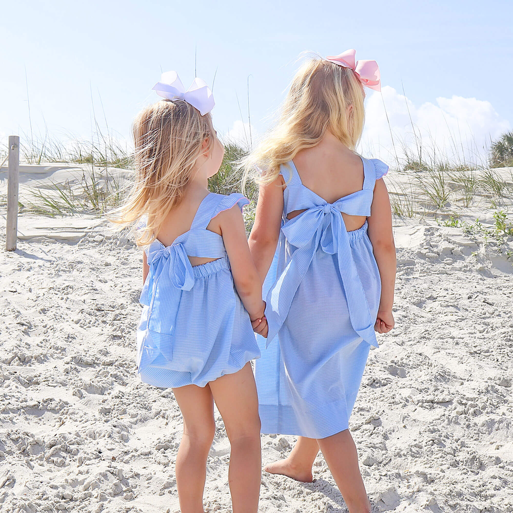 Happy Whale Blue Windowpane Smocked Amy Dress - Image 5