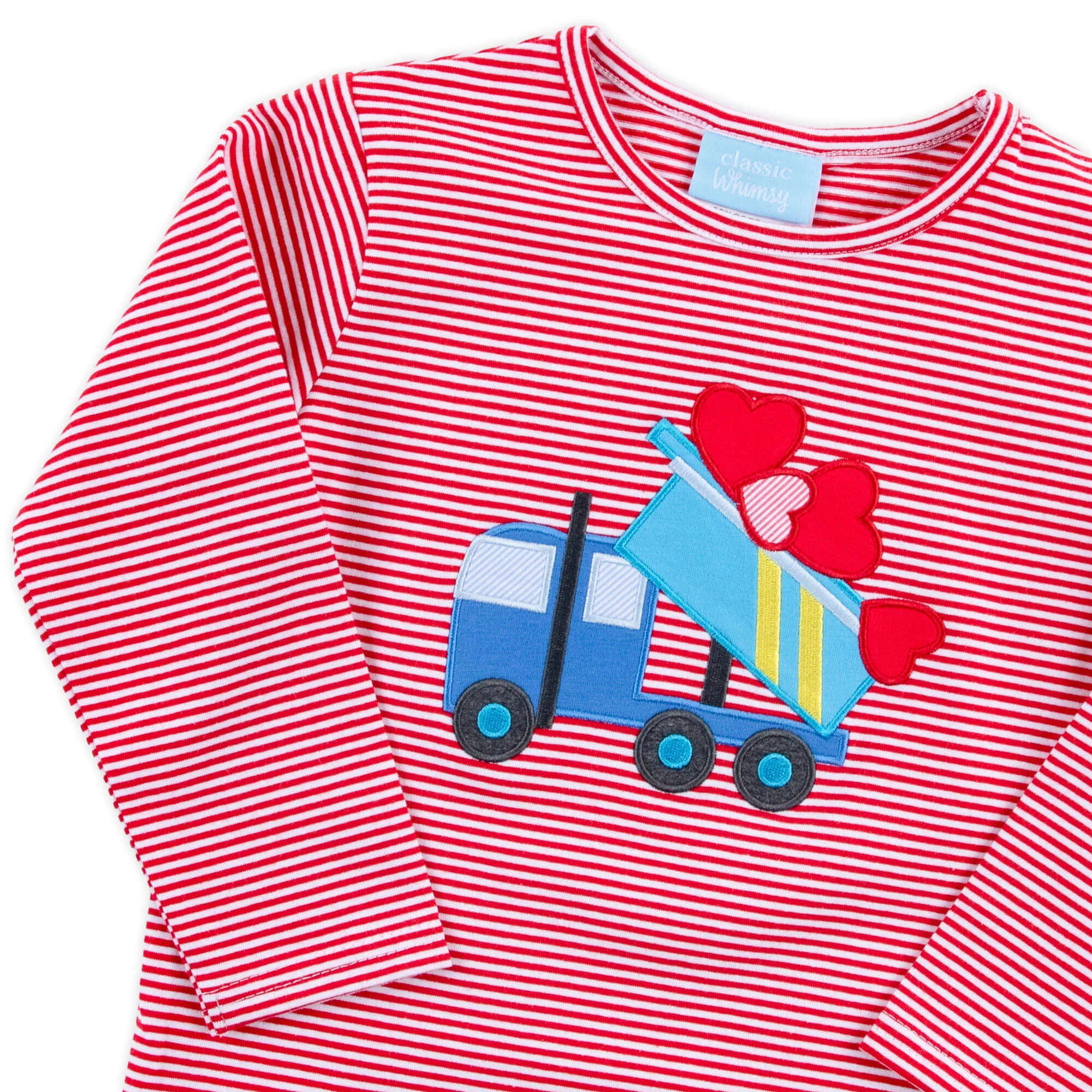 Heart Dump Truck Red Stripe Long Sleeve Shirt - Image 2