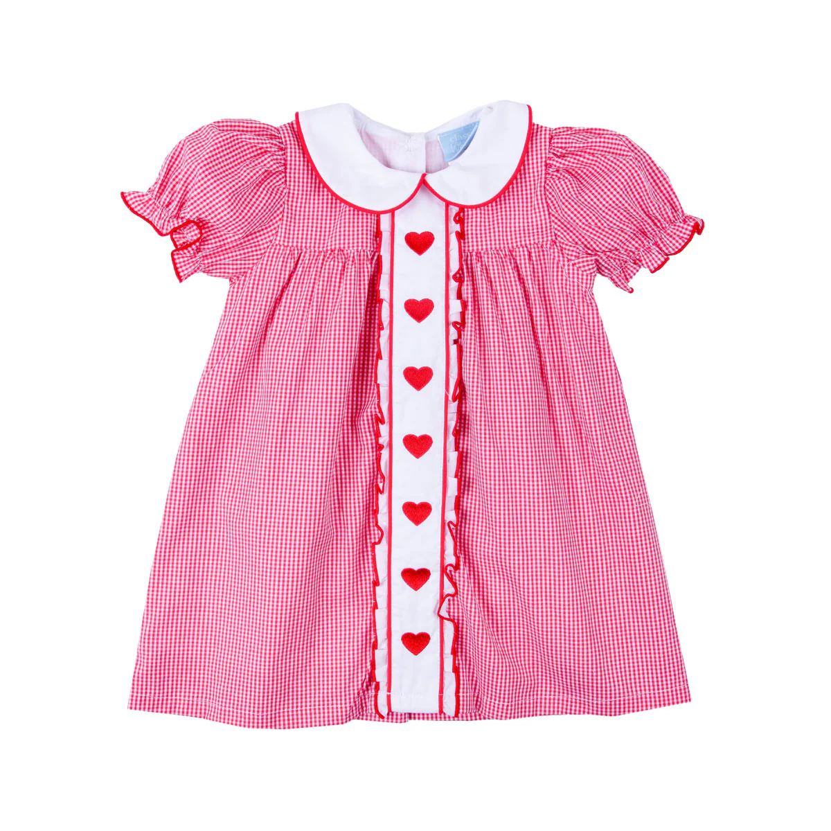 Heart Embroidered Red Gingham Camila Dress - Image 5
