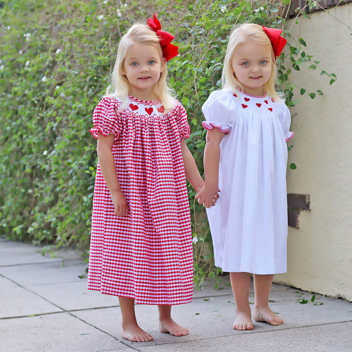 Heart Smocked Red Check Bishop Dress - Image 4