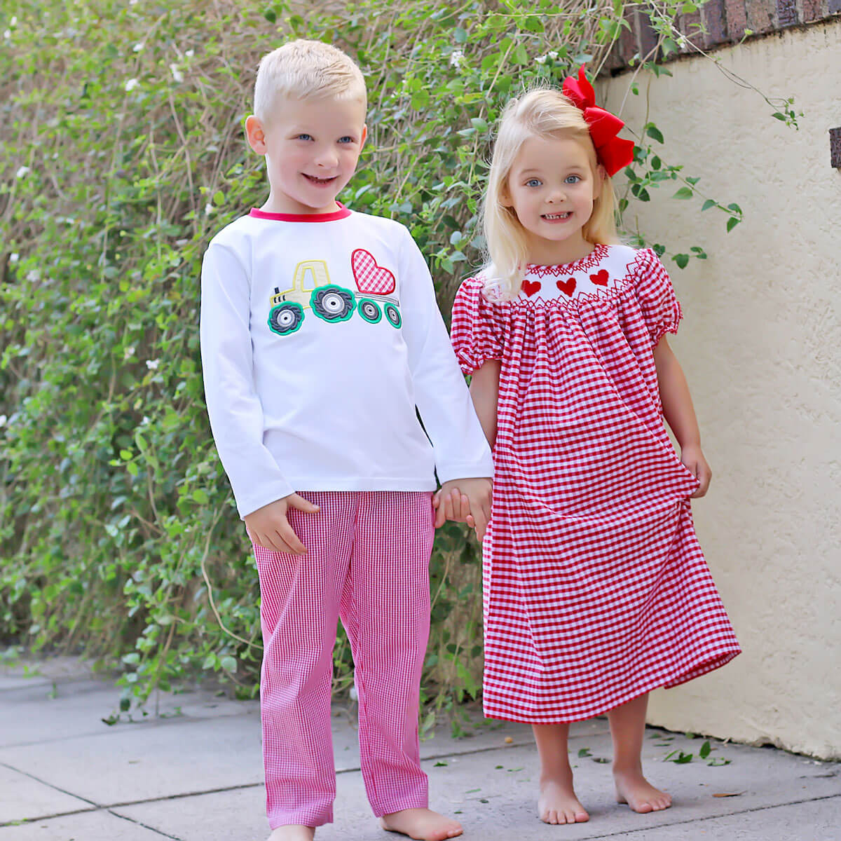 Heart Smocked Red Check Bishop Dress - Image 5