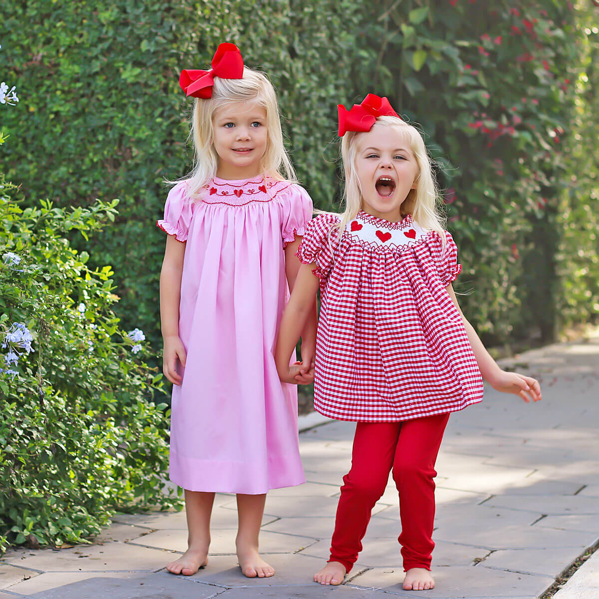 Heart Smocked Red Check Legging Set - Image 3