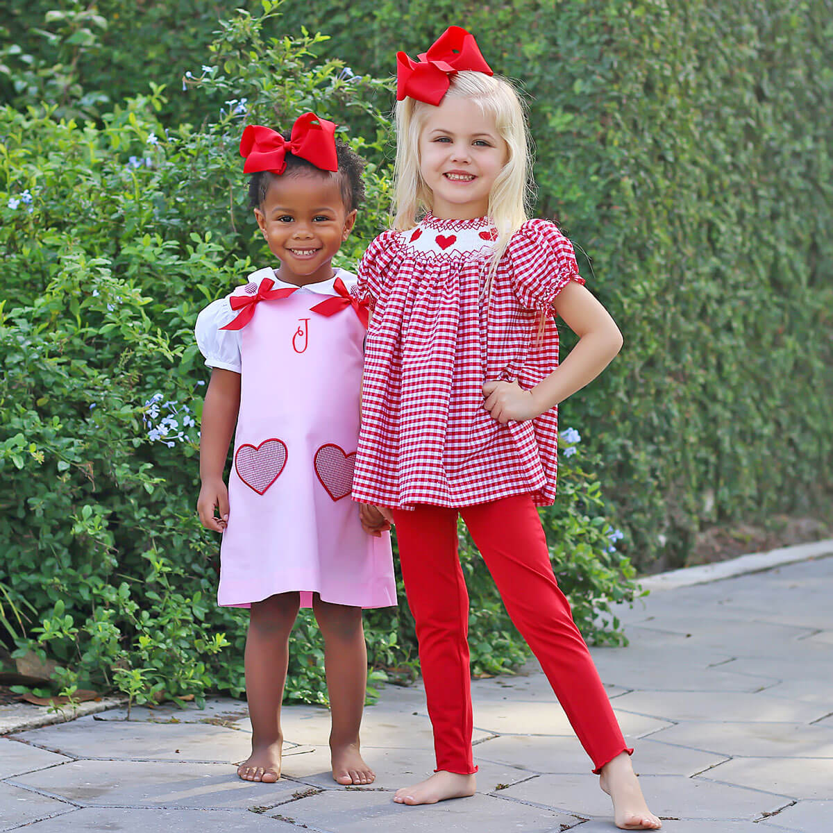 Heart Smocked Red Check Legging Set - Image 4