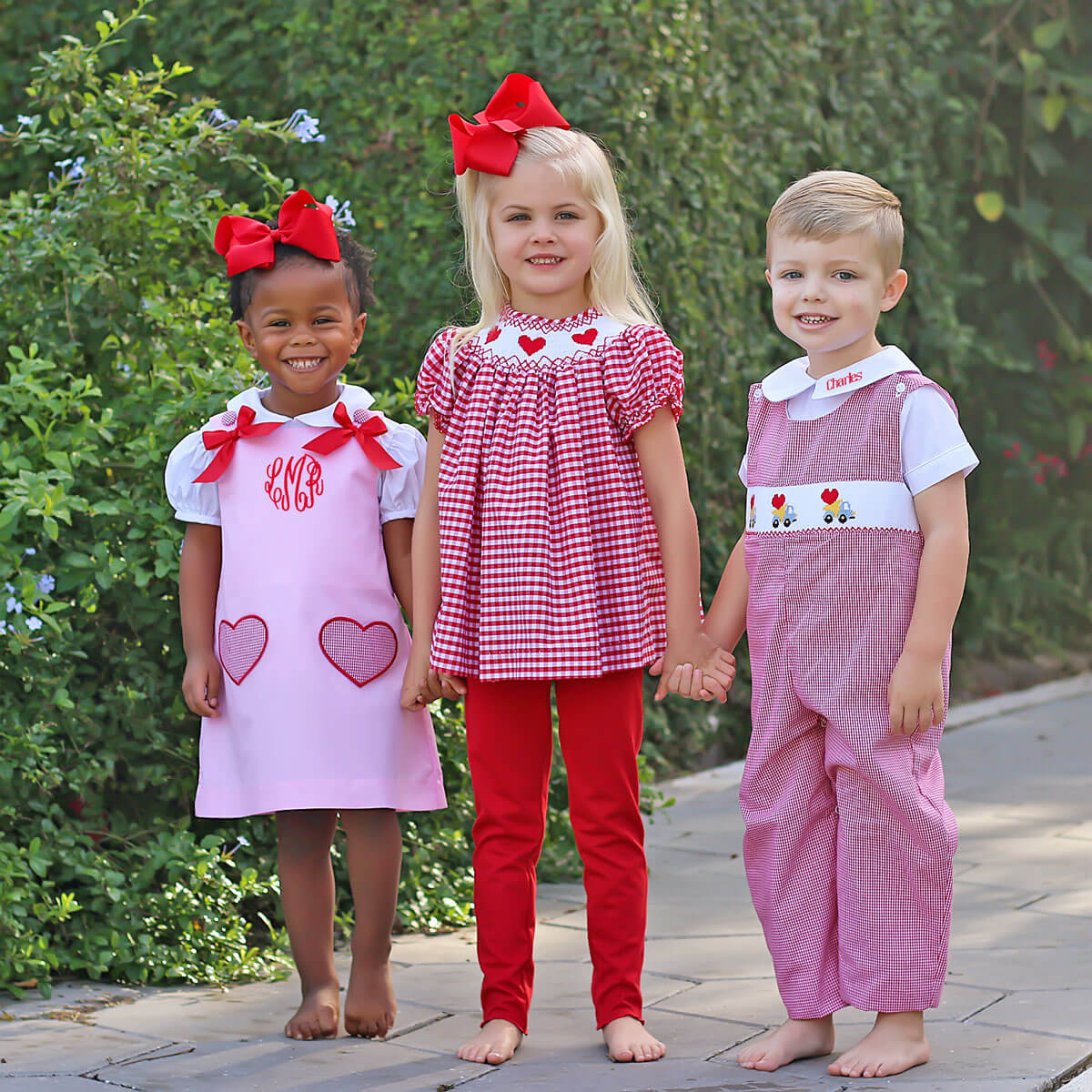Heart Smocked Red Check Legging Set - Image 5
