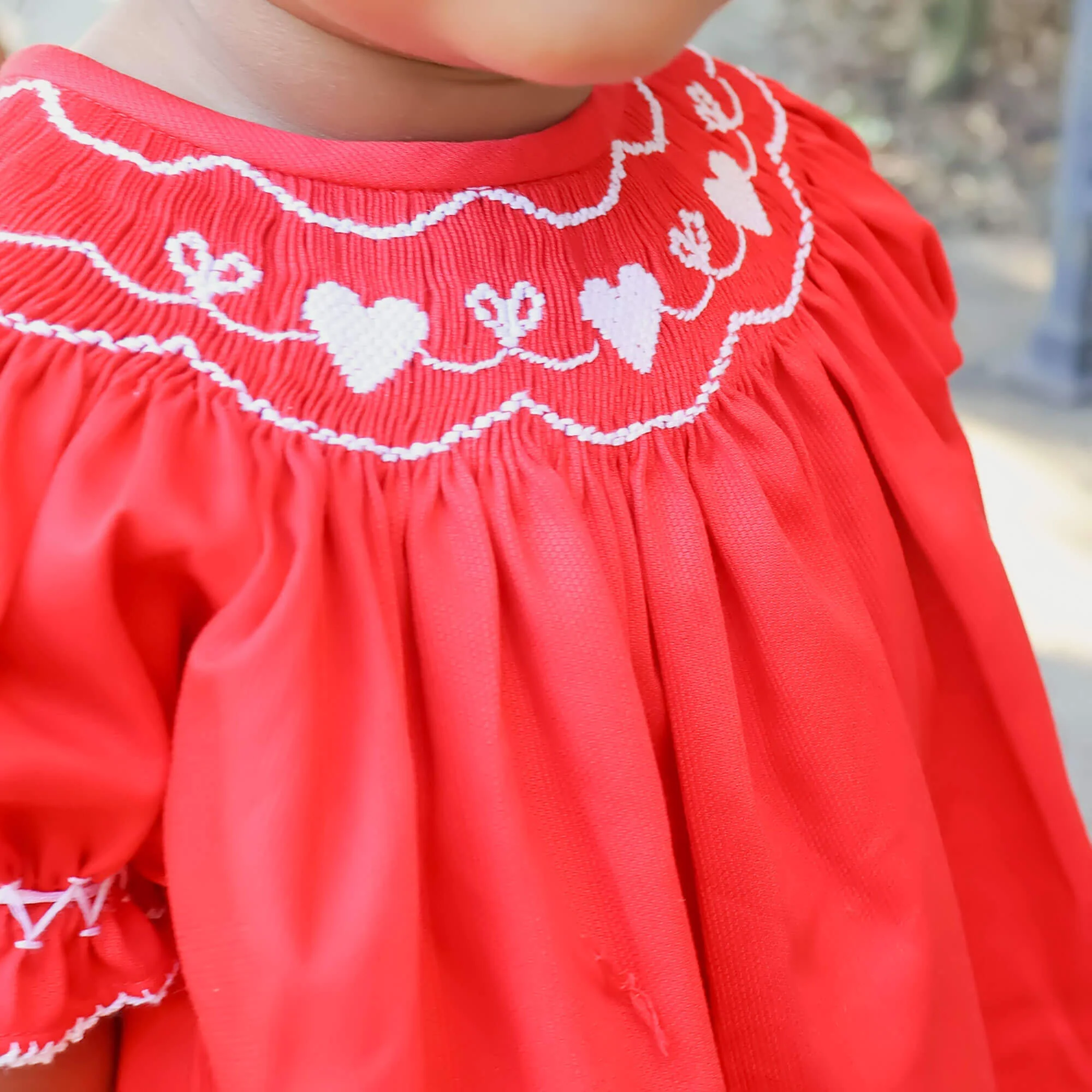 Heart Smocked Red Pique Bubble - Image 4