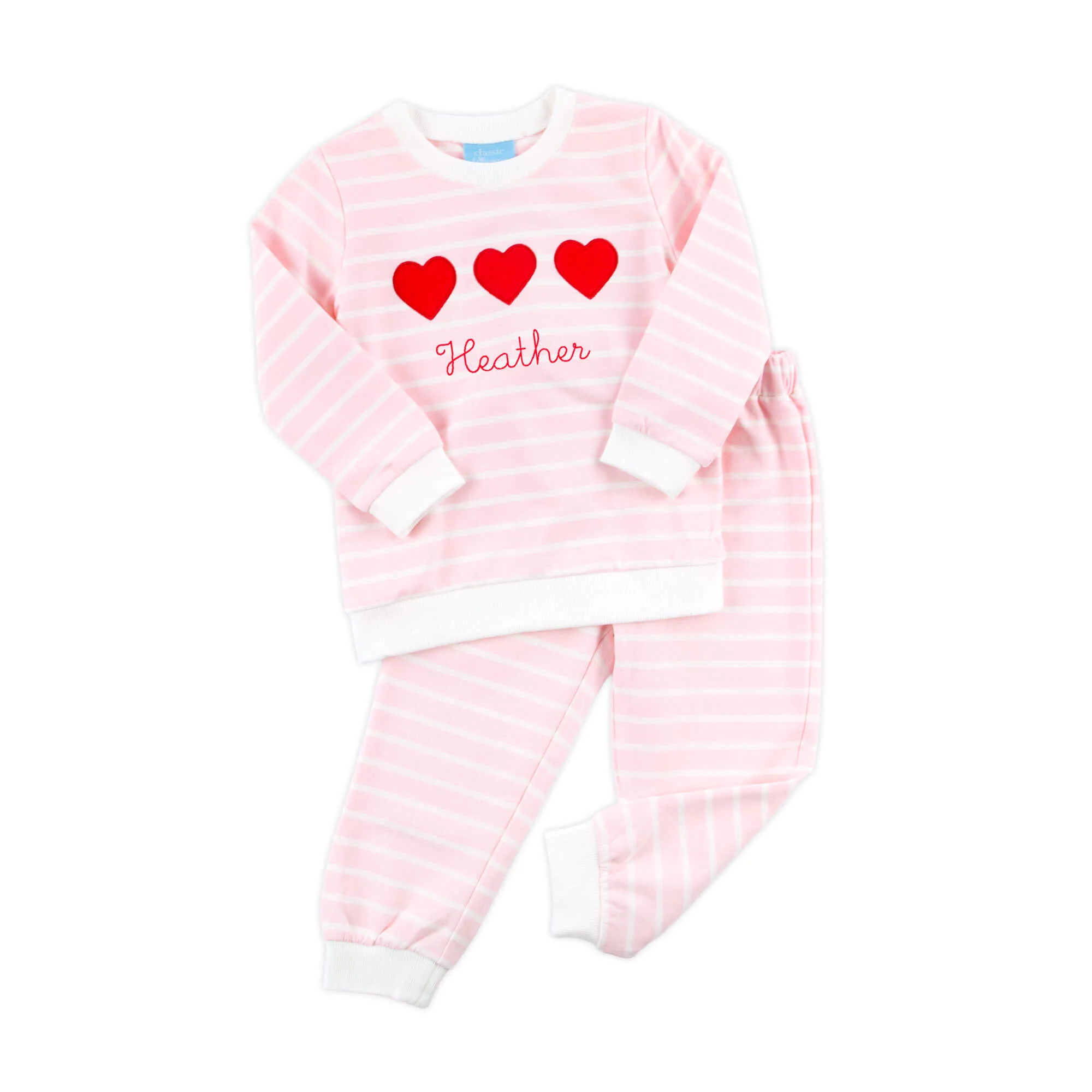 Heart Trio Pink Stripe Jogger Set - Image 3