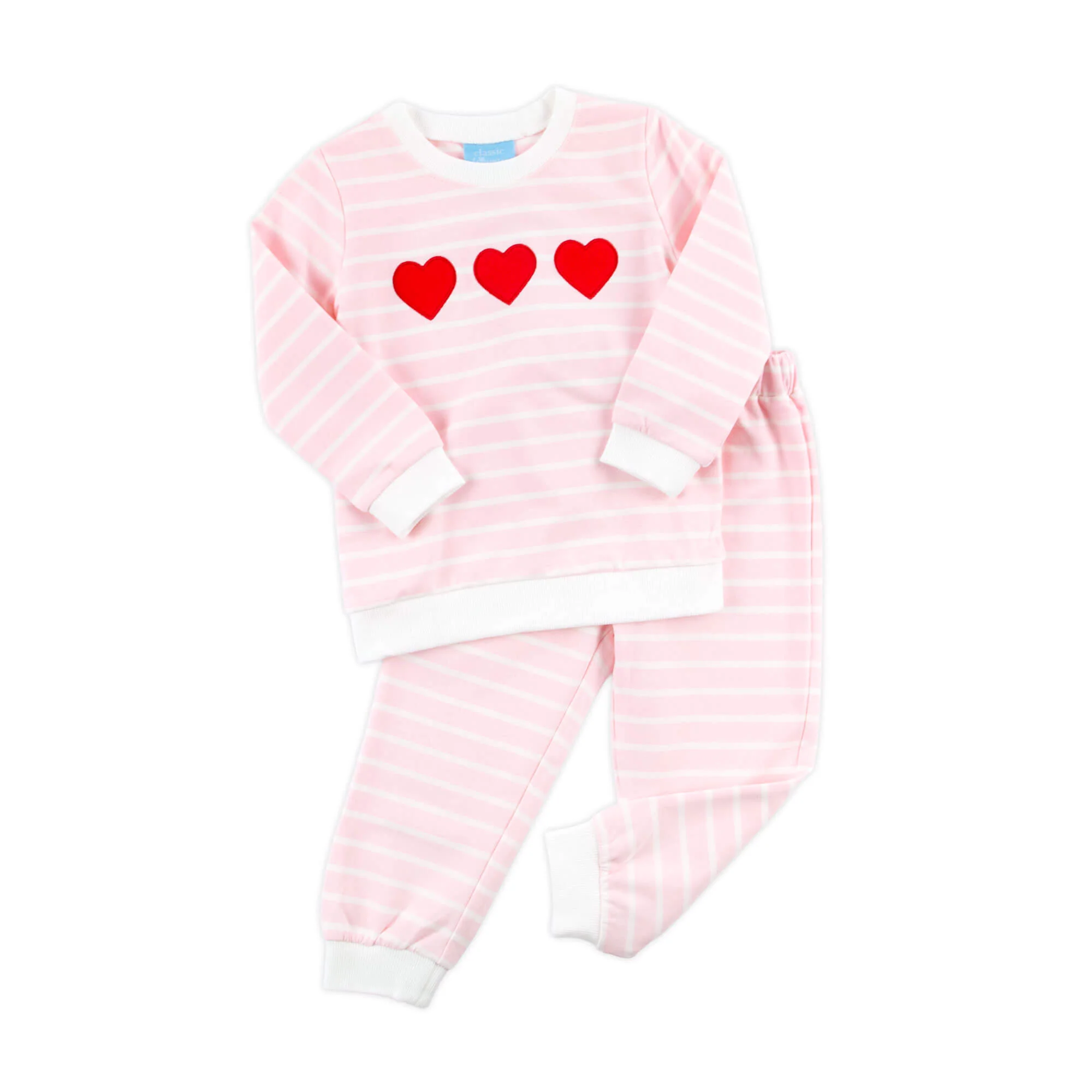 Heart Trio Pink Stripe Jogger Set - Image 5