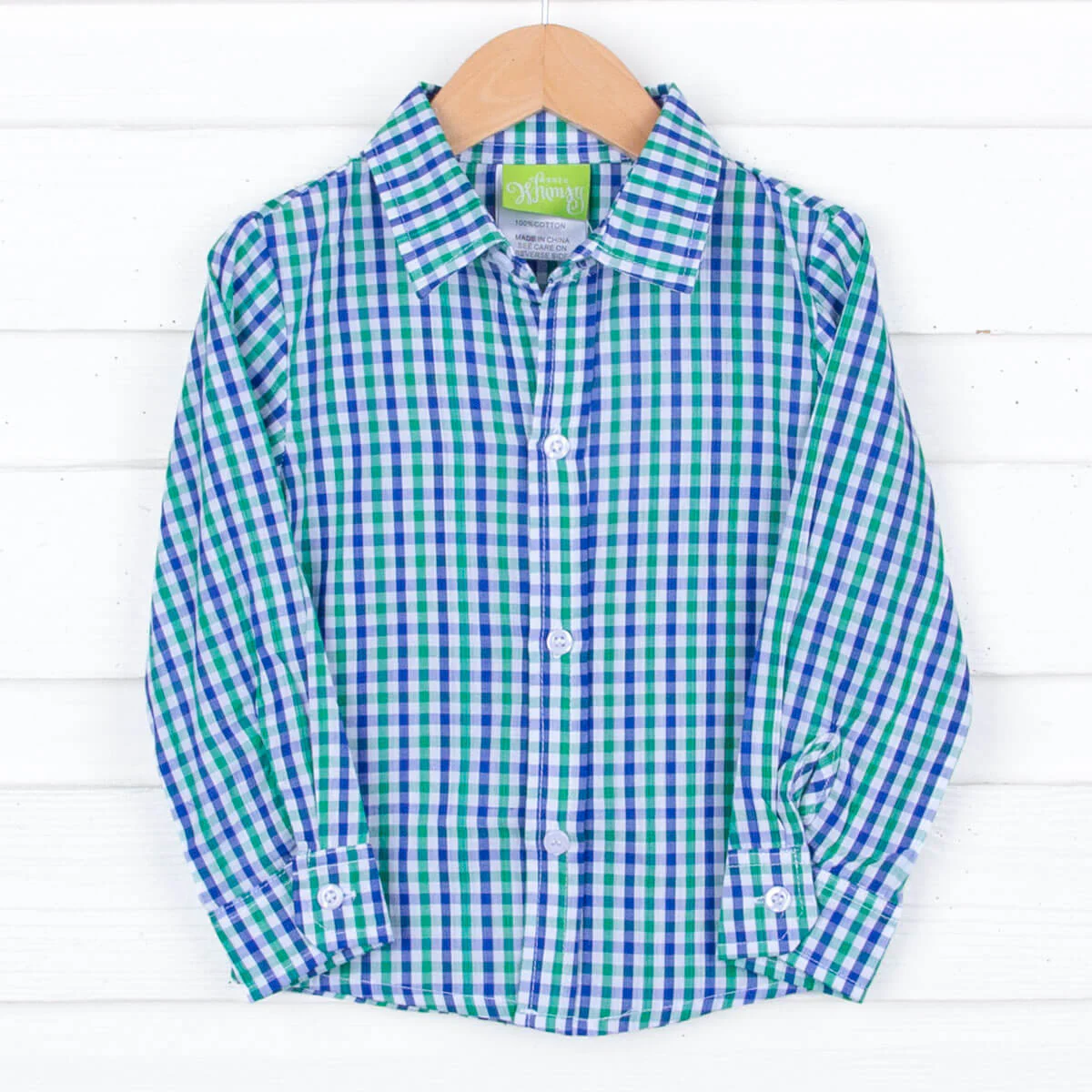 Hello Pumpkin Blue & Green Button Down Shirt - Image 4