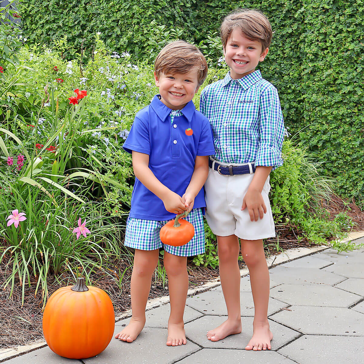 Hello Pumpkin Blue & Green Button Down Shirt - Image 5
