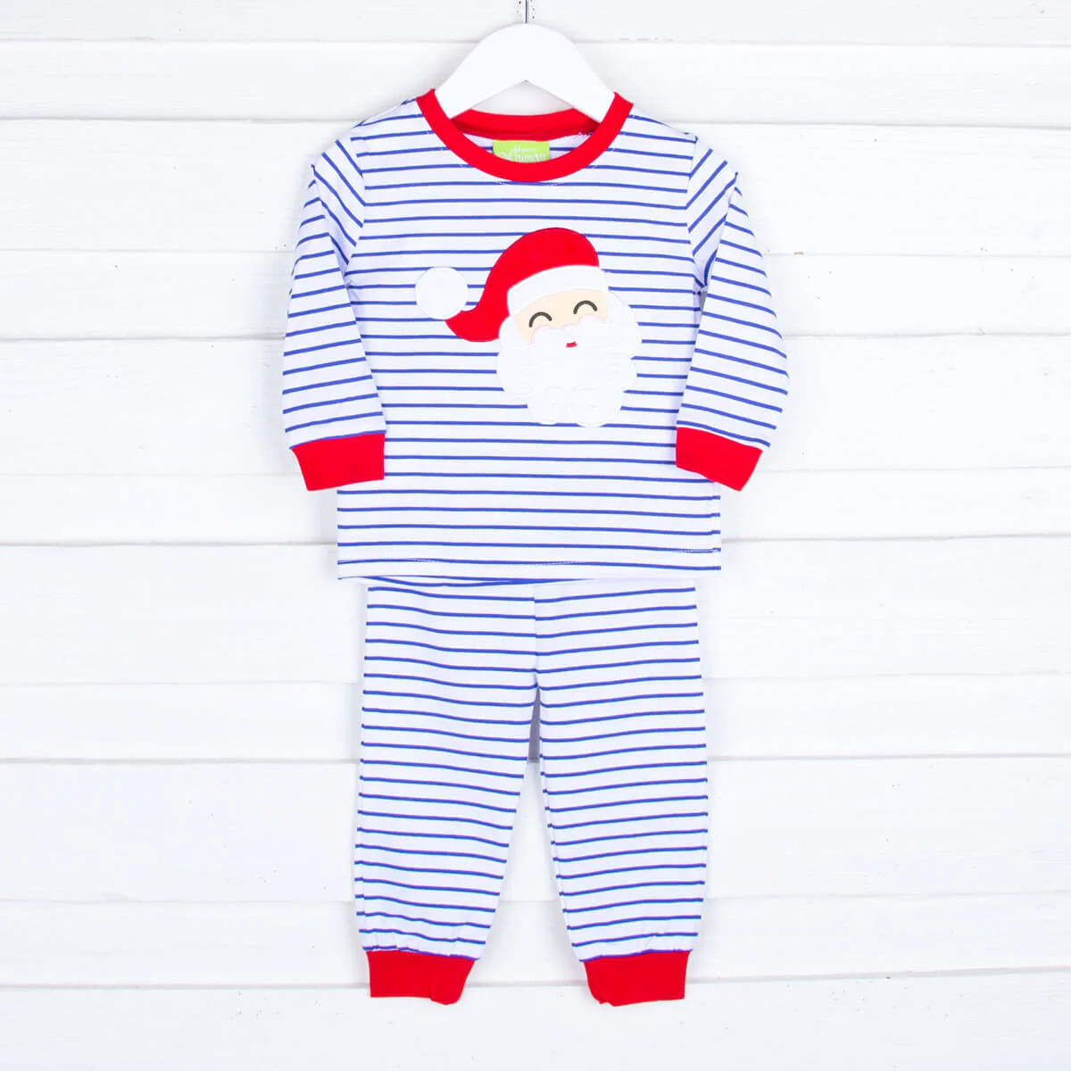 Happy Santa Blue Stripe Pajamas - Image 2
