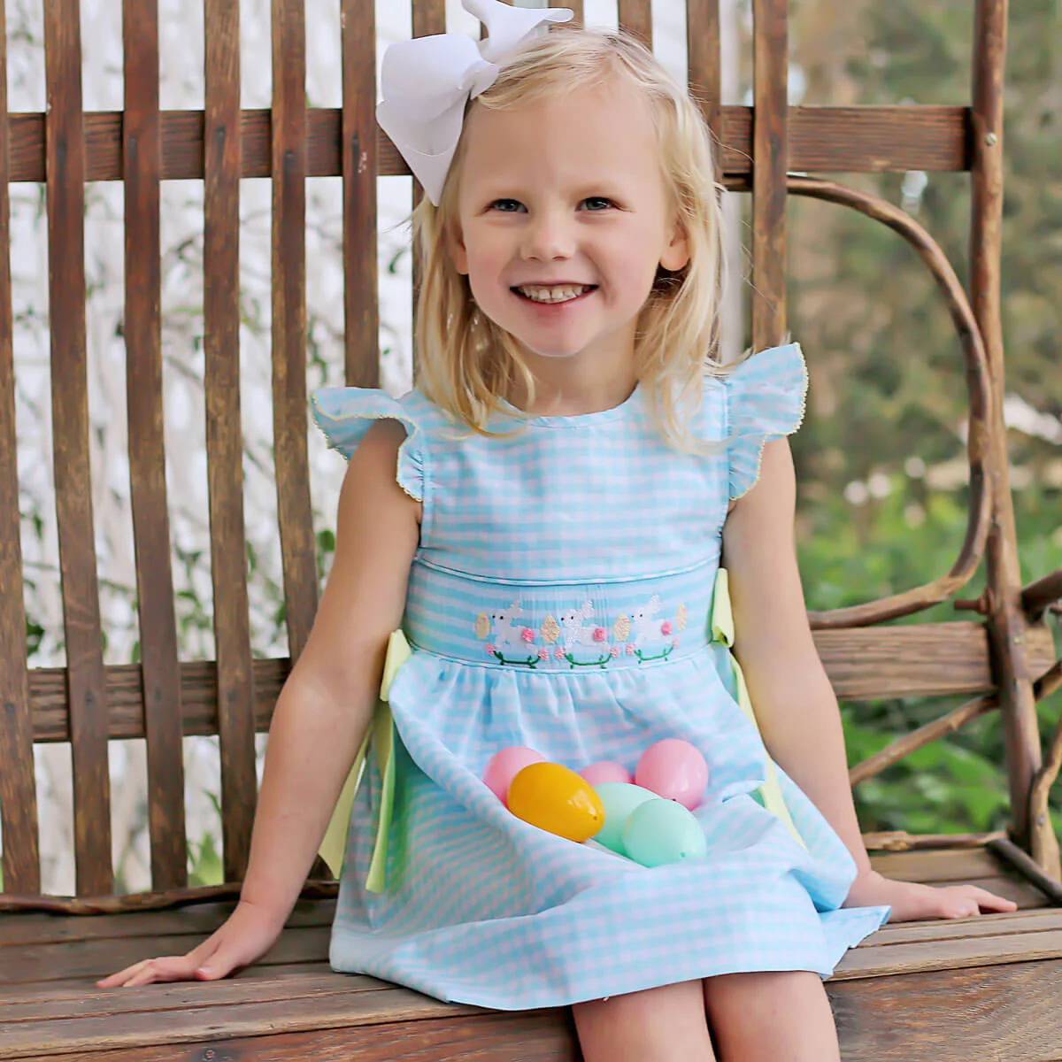 Hippity Hop Turquoise Bunny Smocked Beverly Dress - Image 6