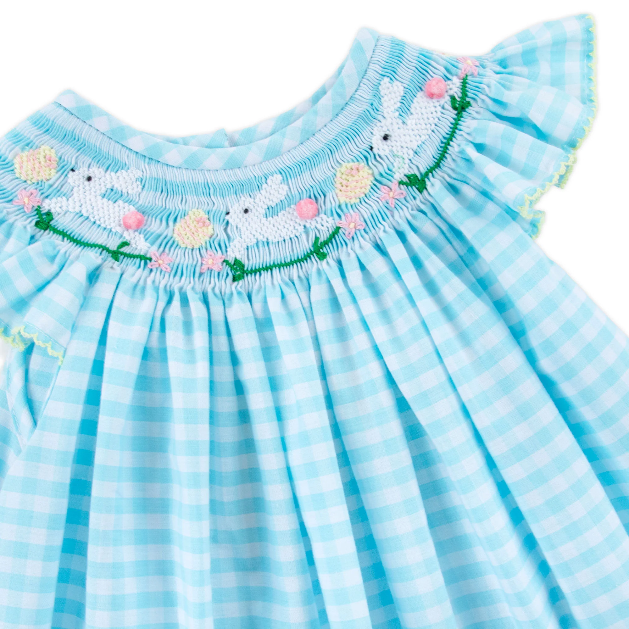 Hippity Hop Turquoise Bunny Smocked Dress - Image 2