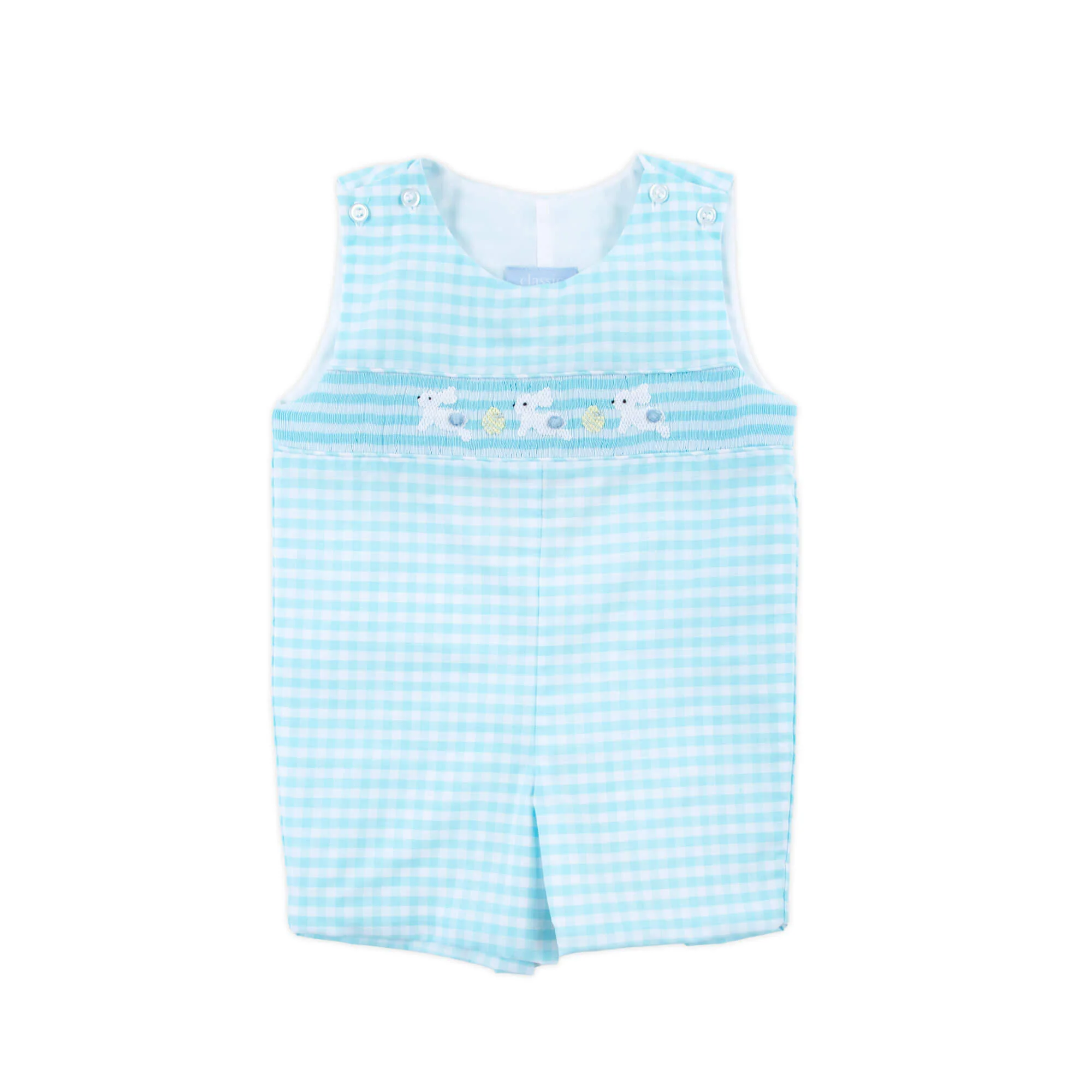 Hippity Hop Turquoise Bunny Smocked Jon Jon - Image 2