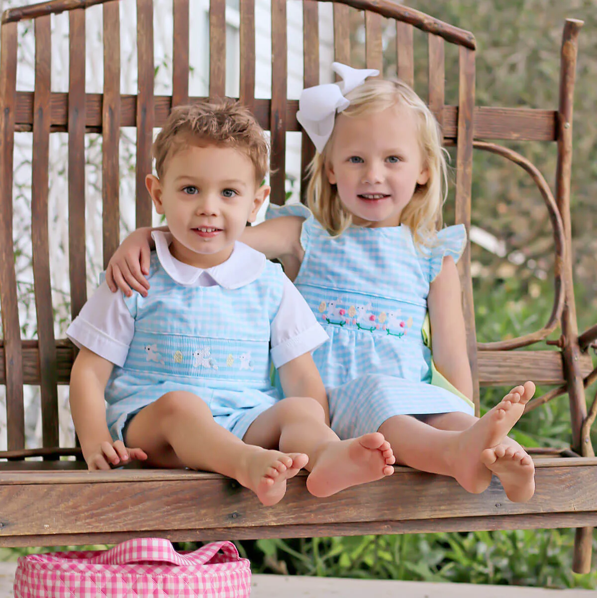 Hippity Hop Turquoise Bunny Smocked Jon Jon - Image 6