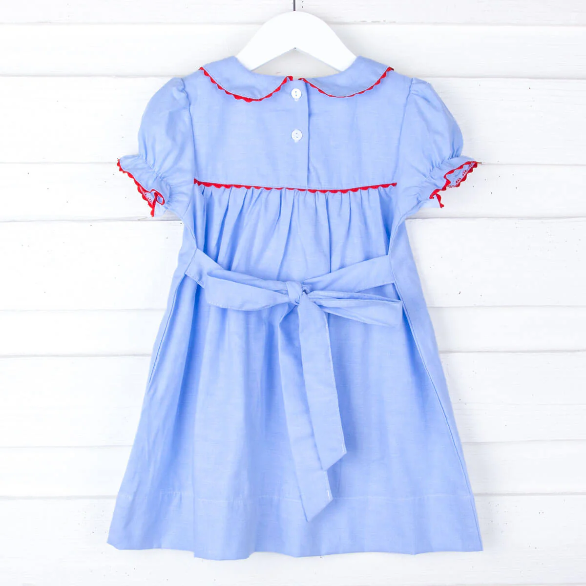 Holiday Wreath Embroidered Blue Dress - Image 2