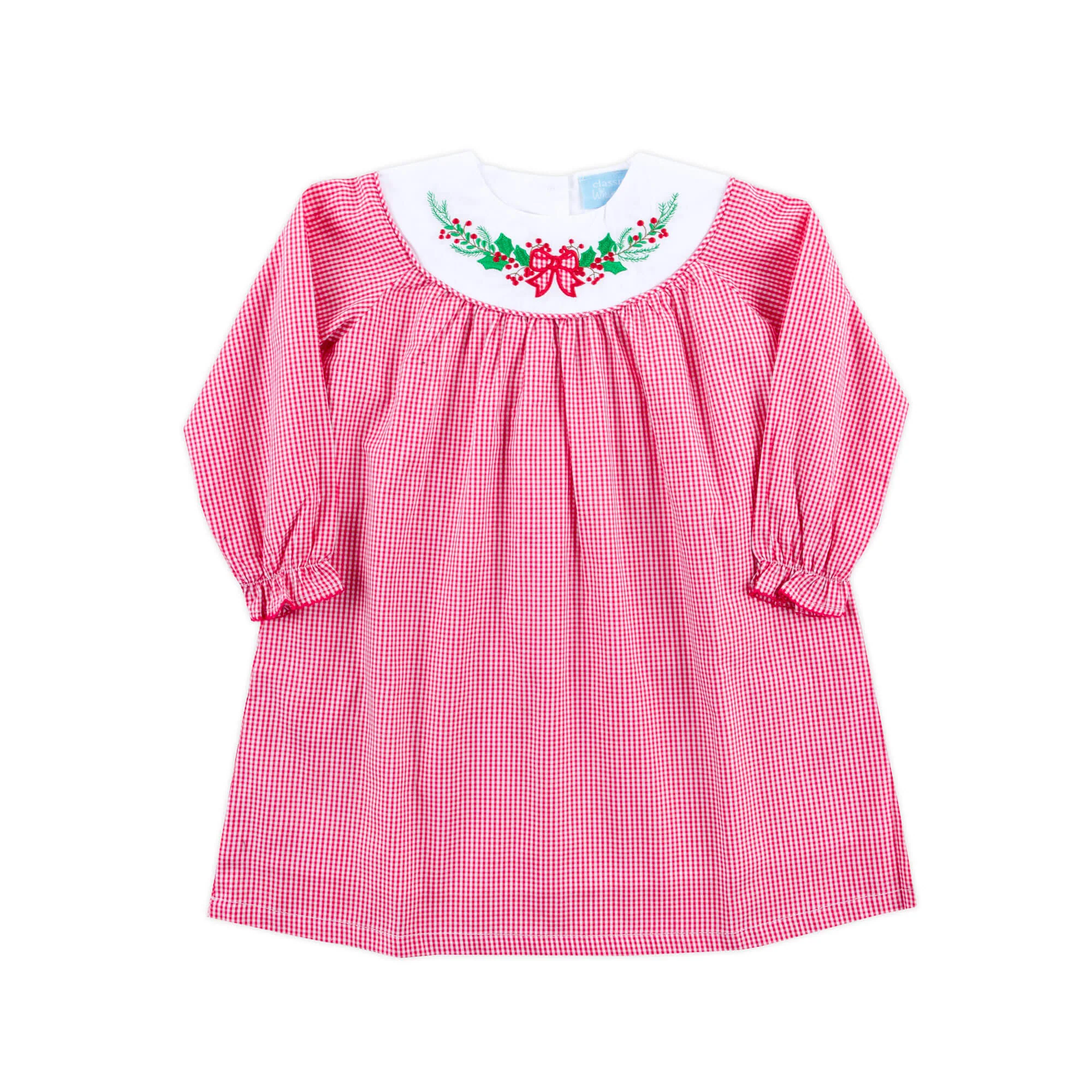 Holly Embroidered Red Gingham Yoke Dress - Image 2
