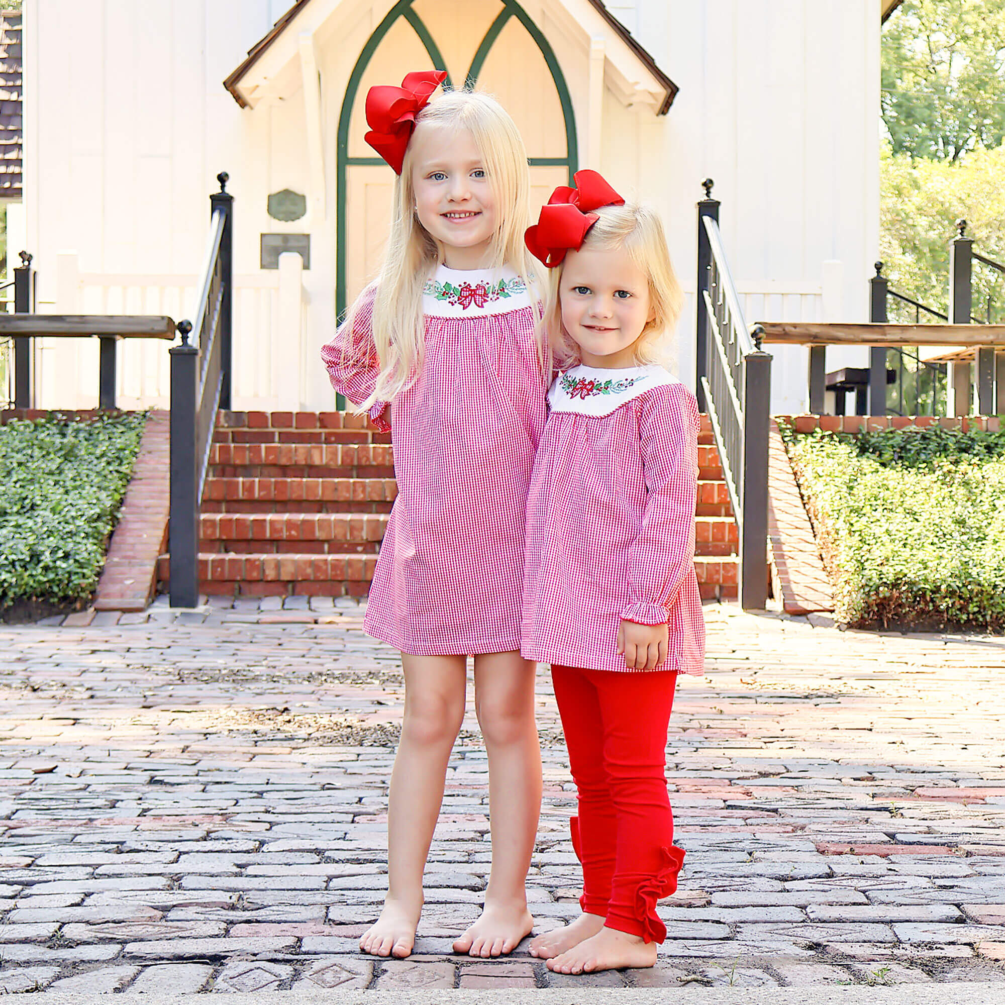Holly Embroidered Red Gingham Yoke Dress - Image 4