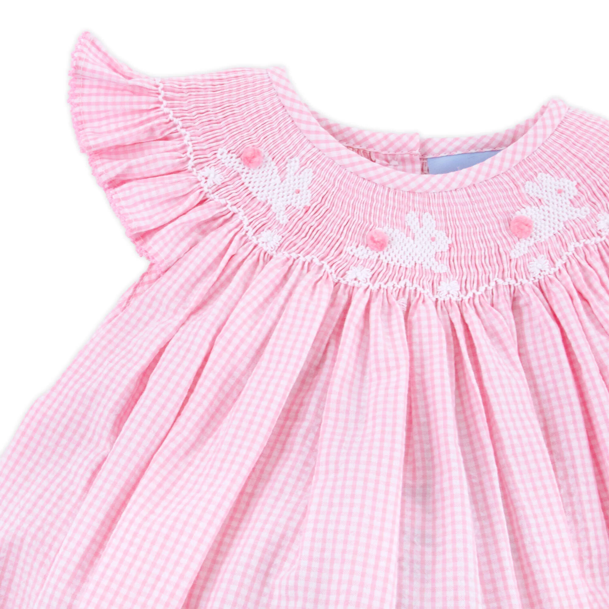 Hop Hop Bunnies Smocked Pink Gingham Bubble - Image 2