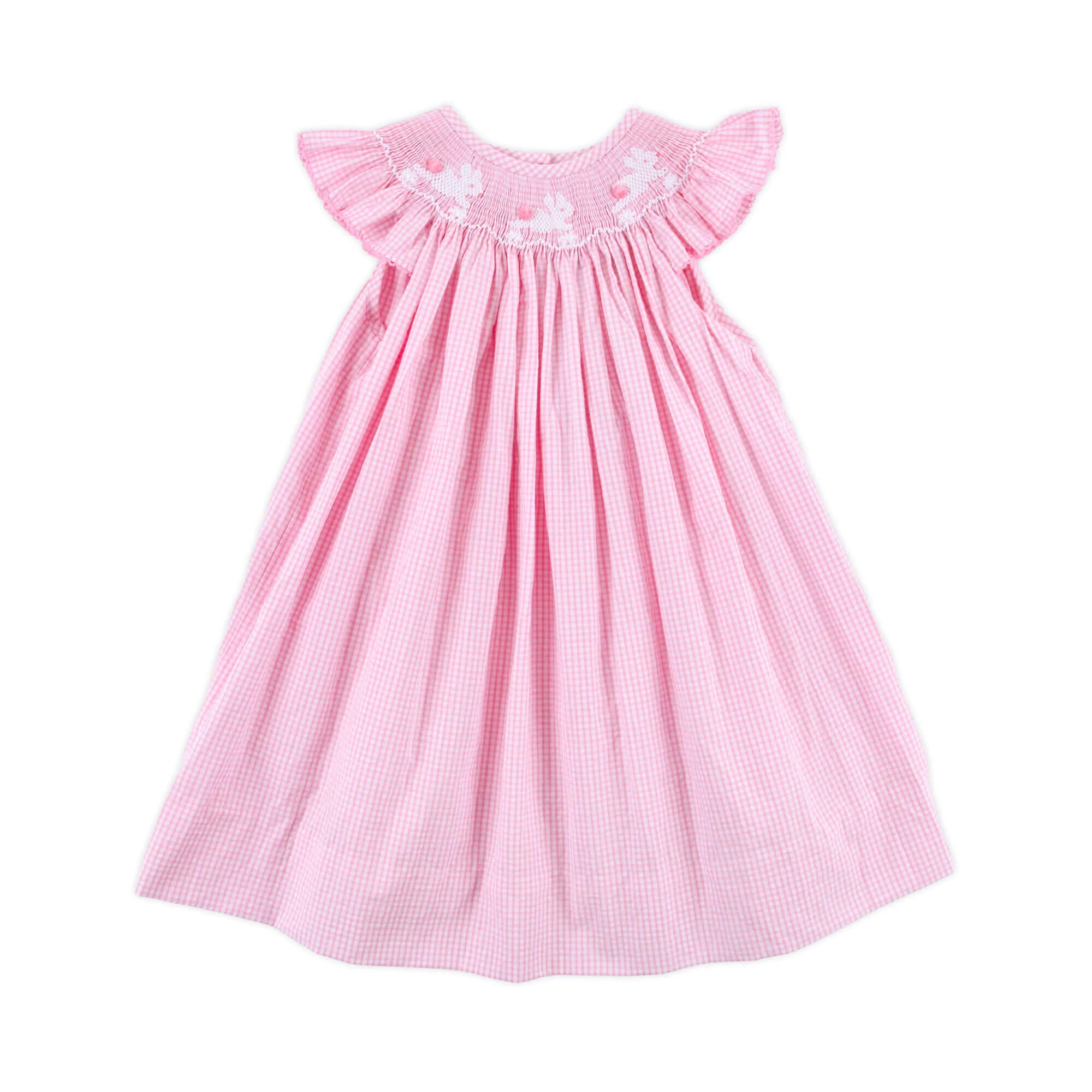 Hop Hop Bunnies Smocked Pink Gingham Dress - Image 2
