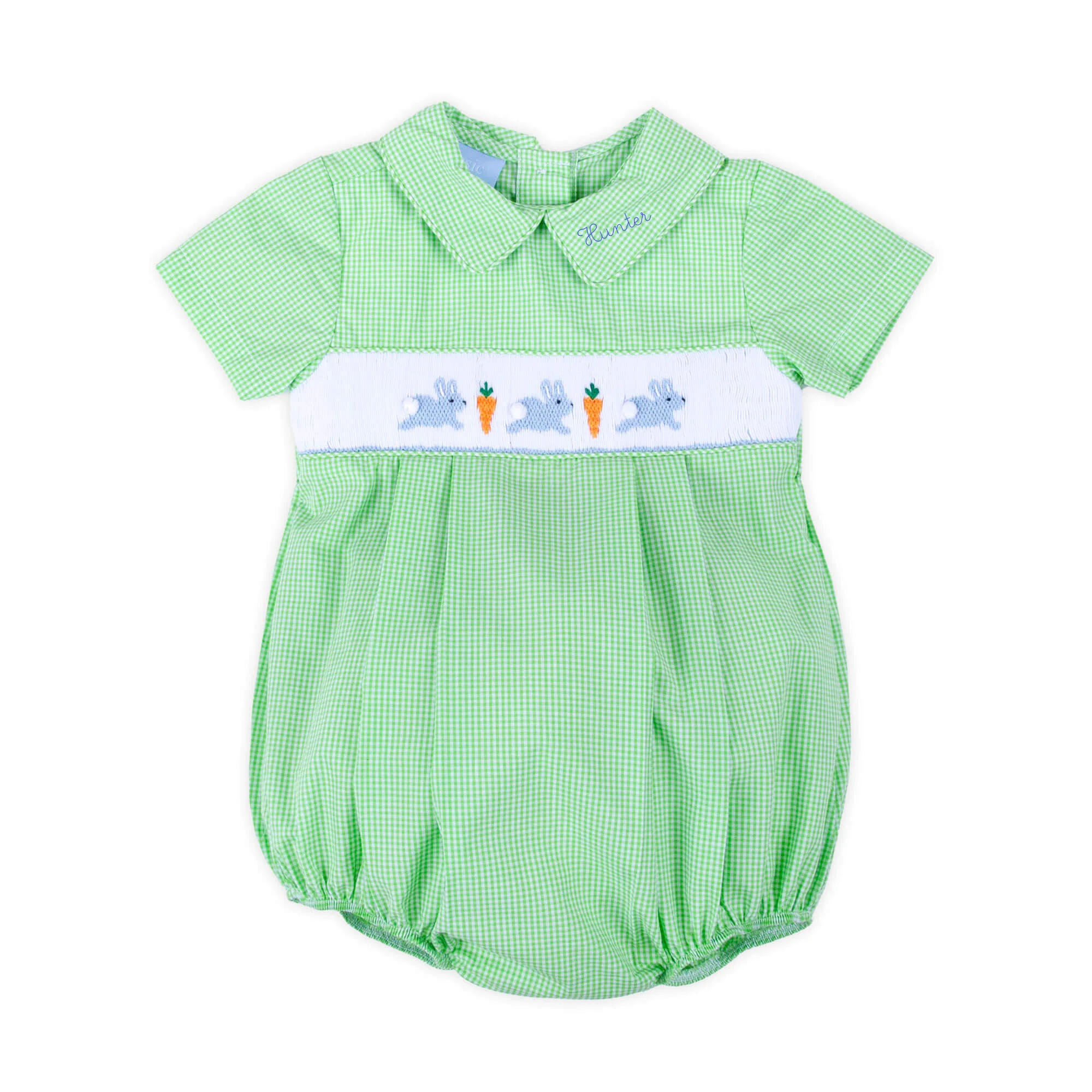 Hop To It Green Bunny Smocked Collared Bubble - Image 2