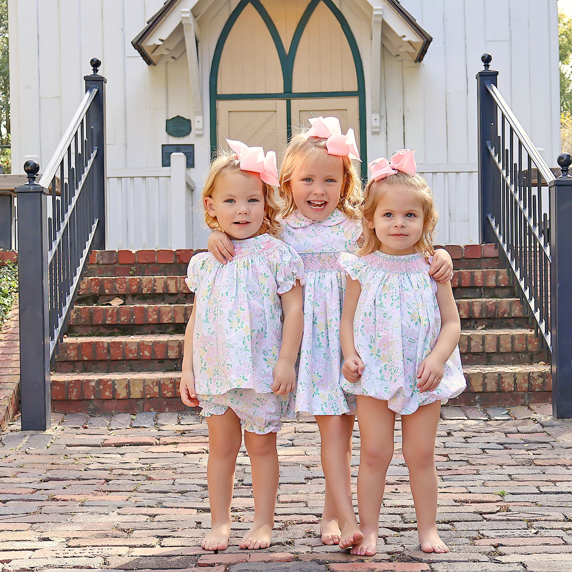 Hopping Bunny Smocked Garden Floral Bloomer Set - Image 5