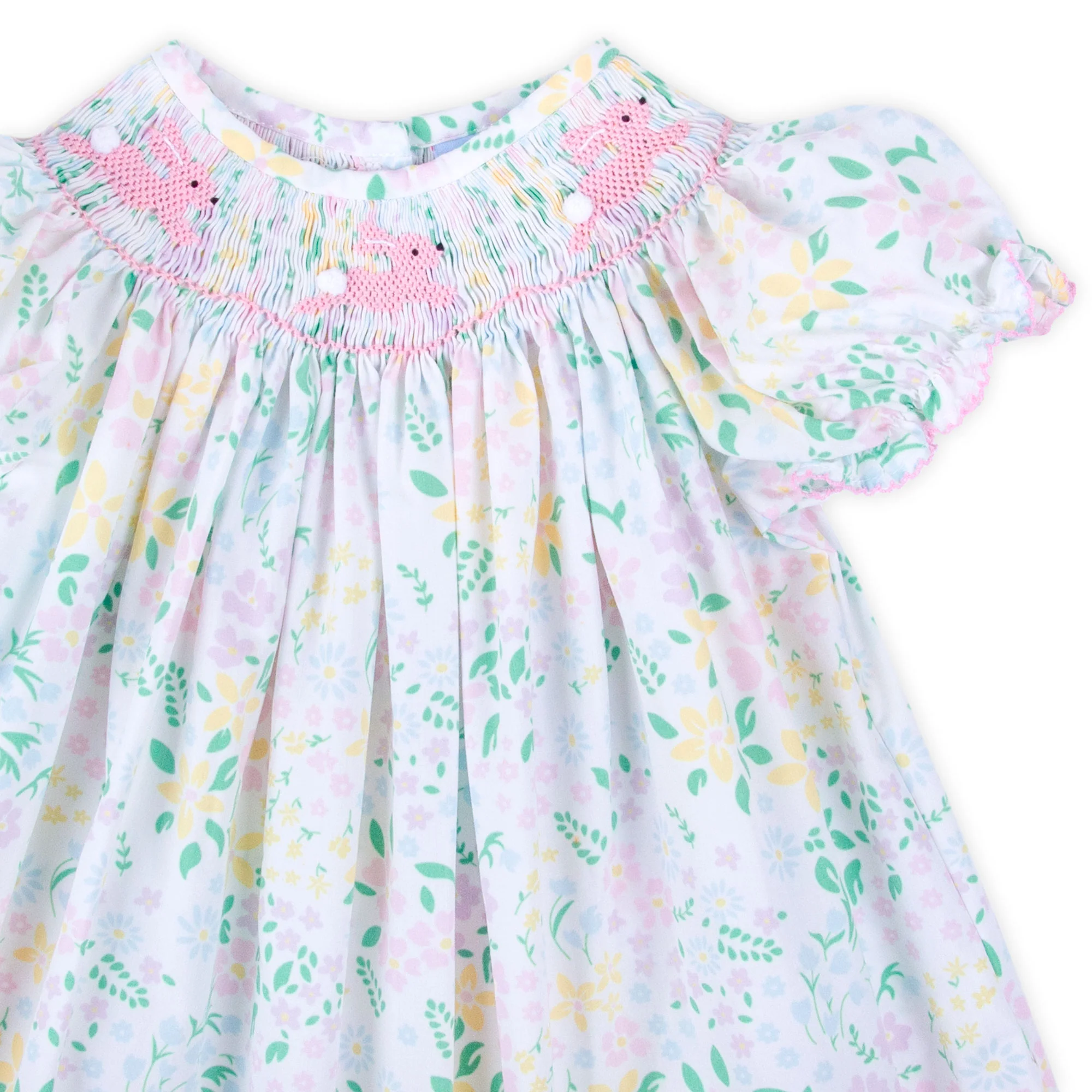 Hopping Bunny Smocked Garden Floral Bubble - Image 2