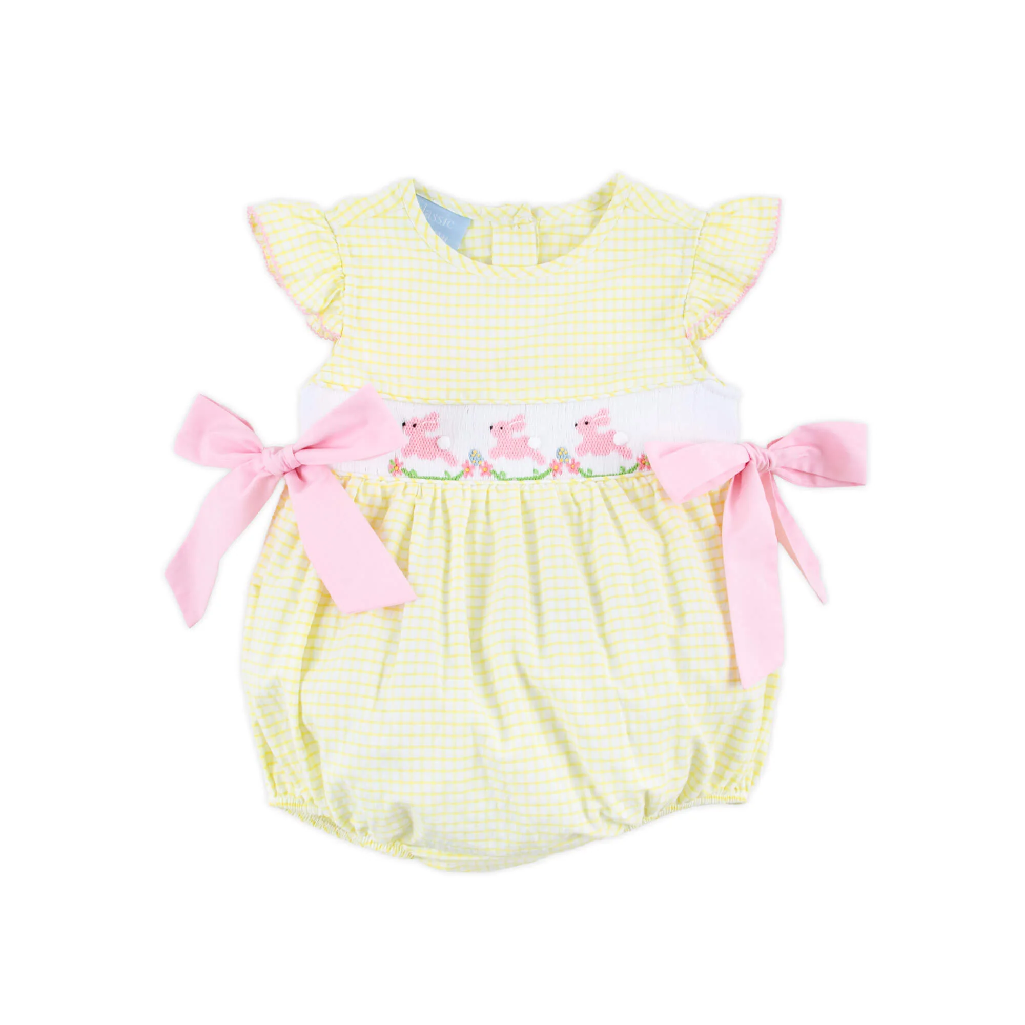 Hoppy Bunnies Yellow Smocked Beverly Bubble - Image 2