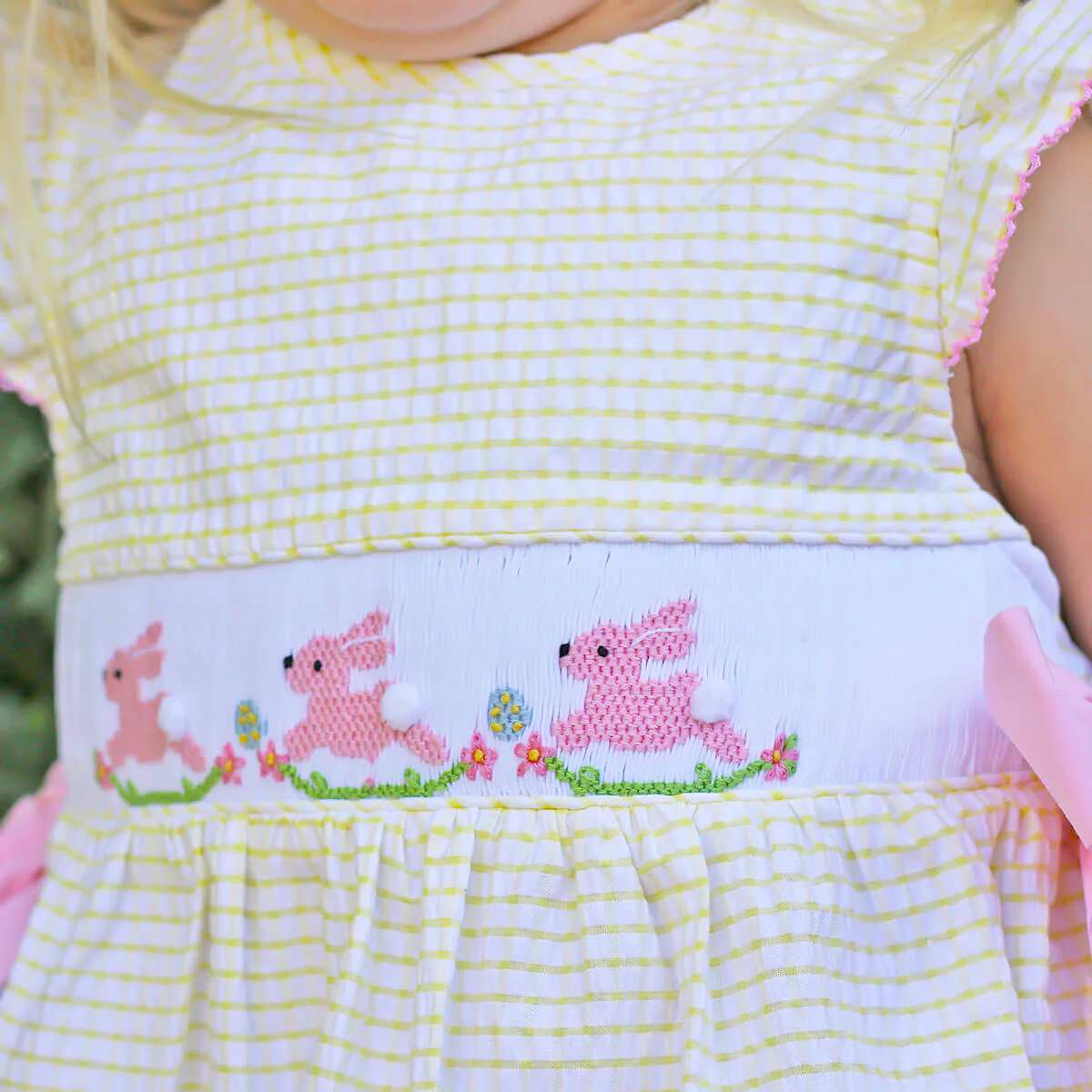 Hoppy Bunnies Yellow Smocked Beverly Bubble - Image 3