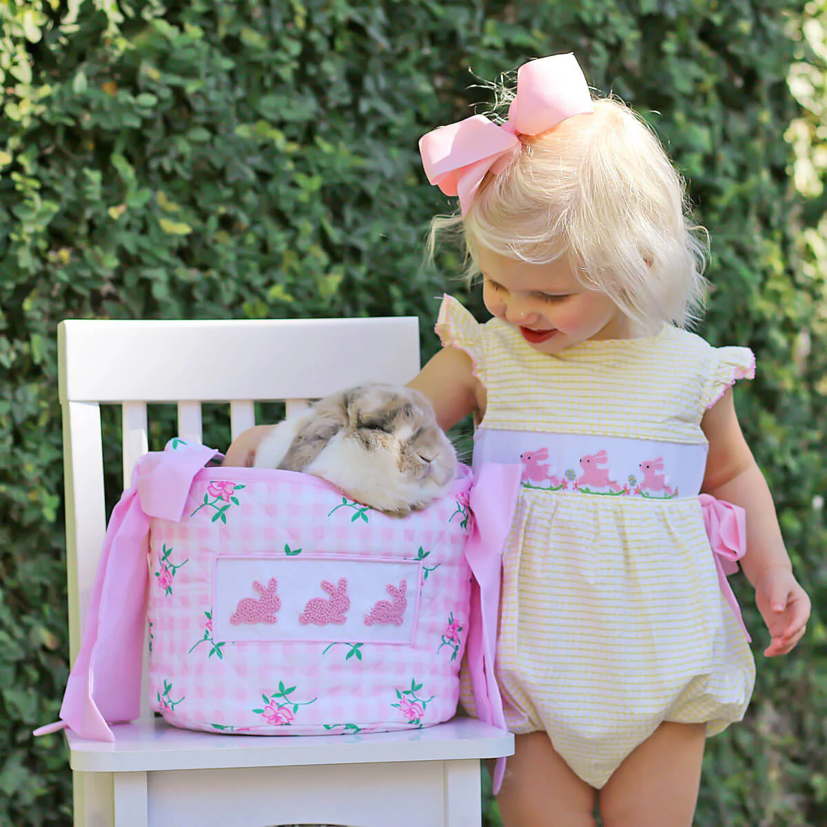 Hoppy Bunnies Yellow Smocked Beverly Bubble - Image 6