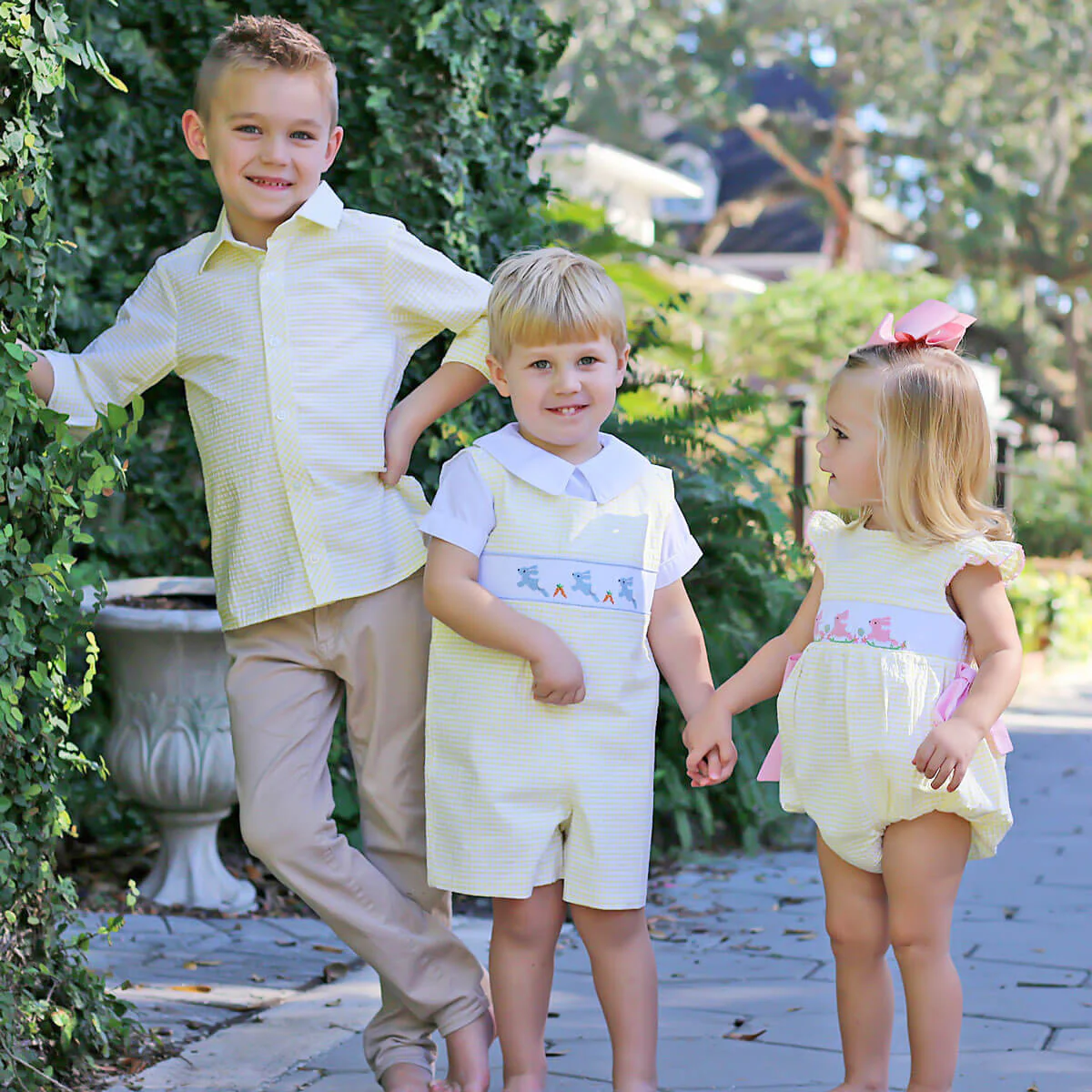 Hoppy Bunnies Yellow Smocked Beverly Bubble - Image 8
