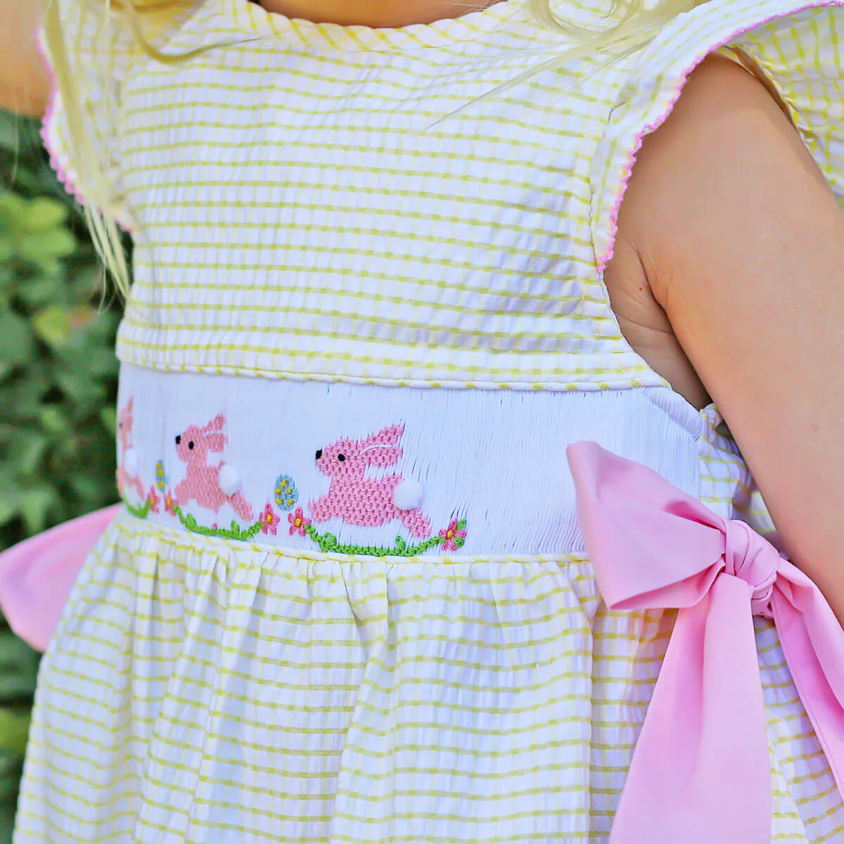 Hoppy Bunnies Yellow Smocked Beverly Dress - Image 2