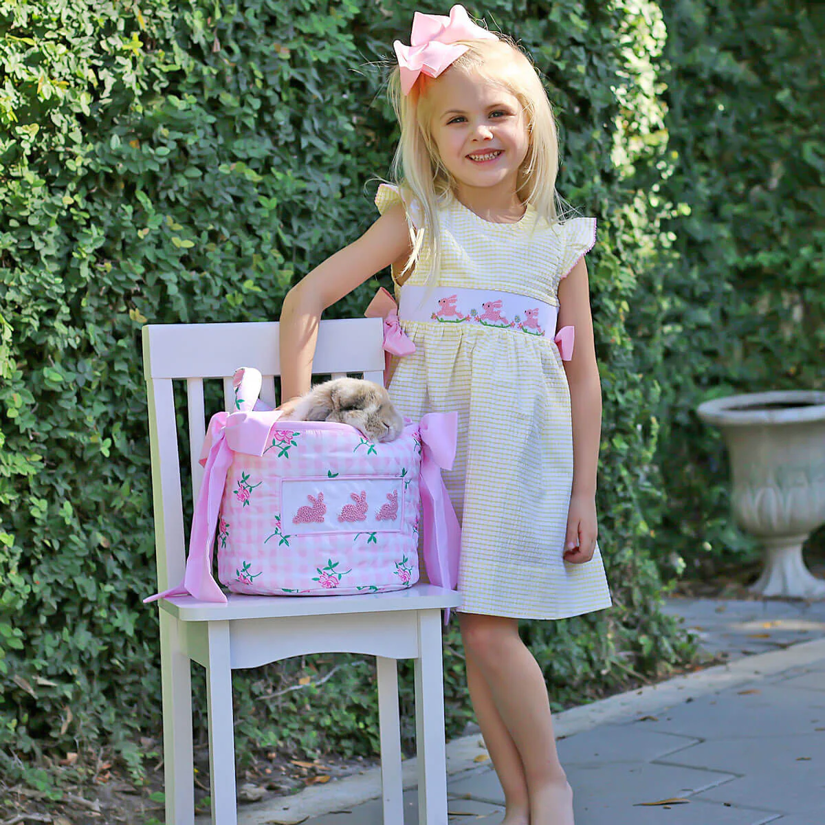 Hoppy Bunnies Yellow Smocked Beverly Dress - Image 5