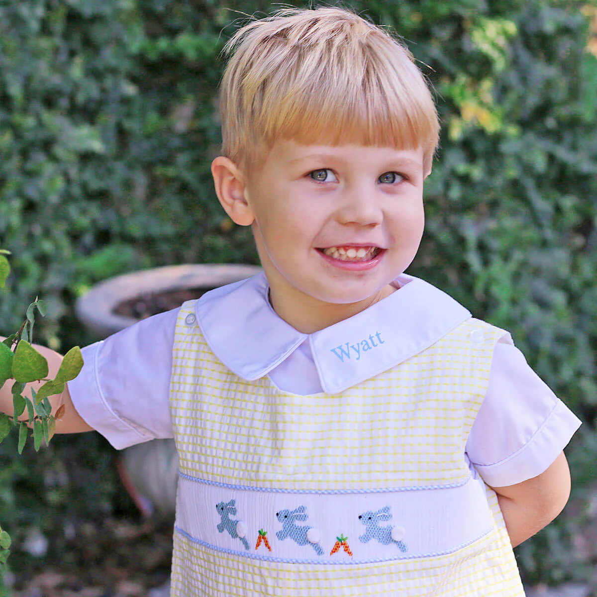 Hoppy Bunnies Yellow Smocked Jon Jon - Image 4
