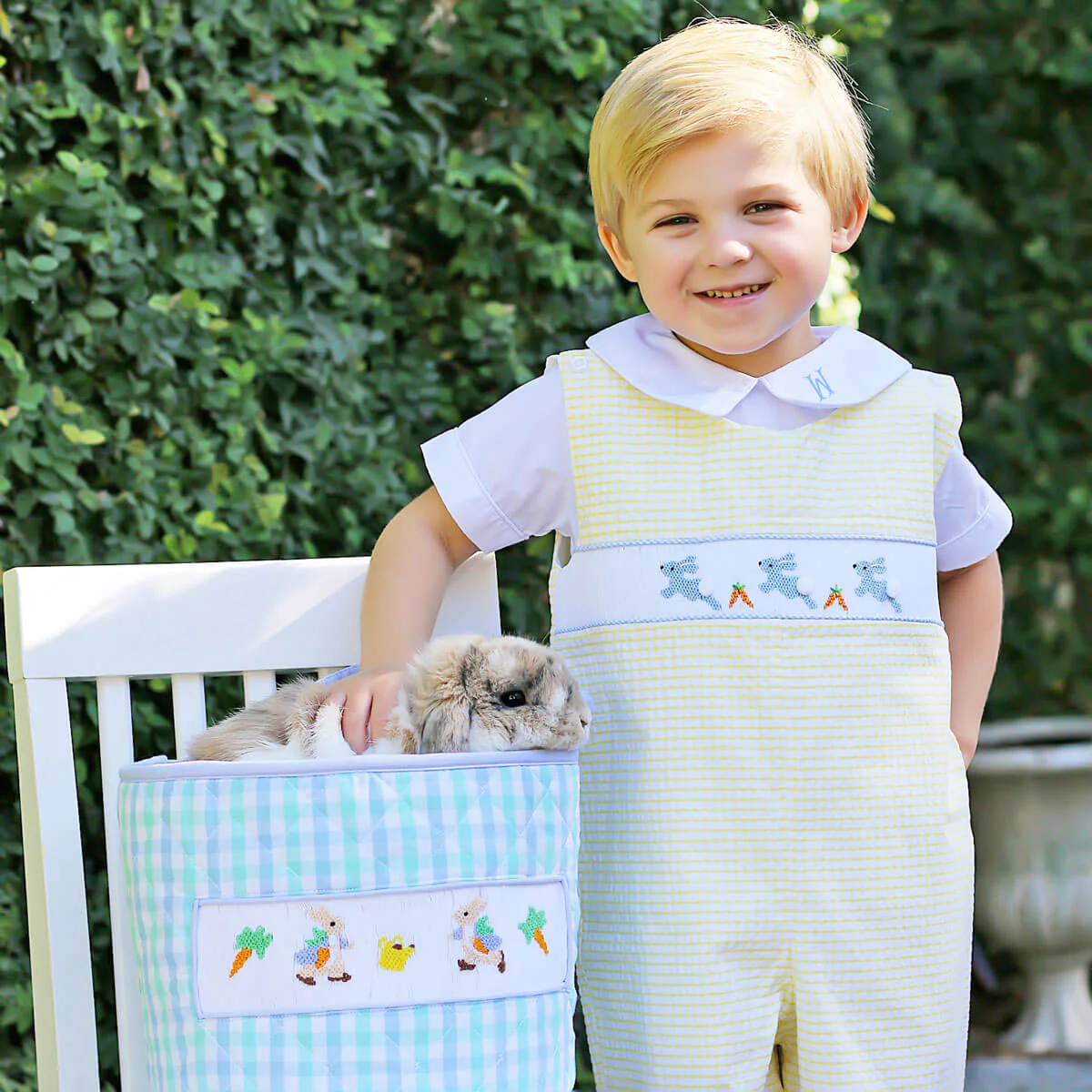 Hoppy Bunnies Yellow Smocked Jon Jon - Image 5