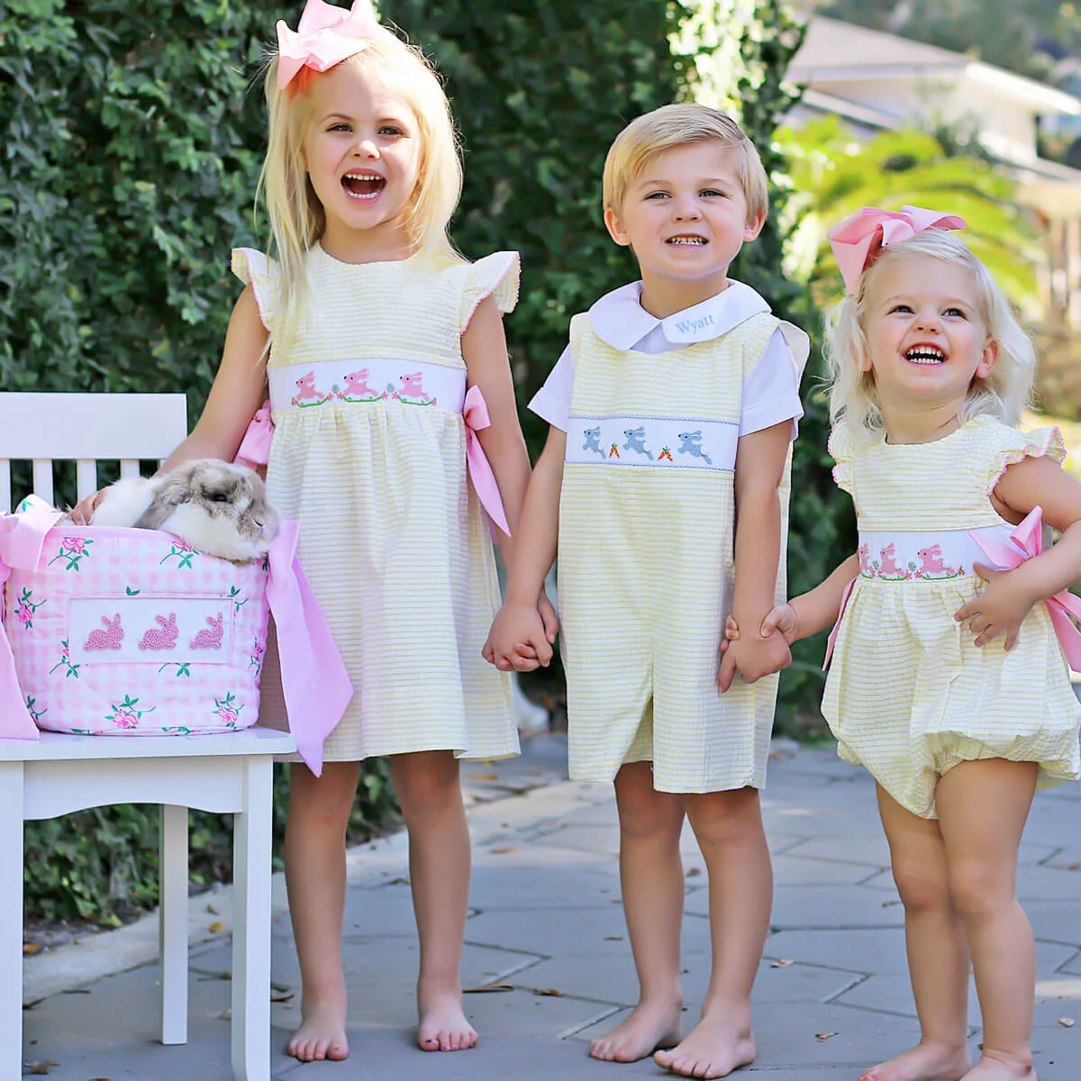 Hoppy Bunnies Yellow Smocked Jon Jon - Image 6
