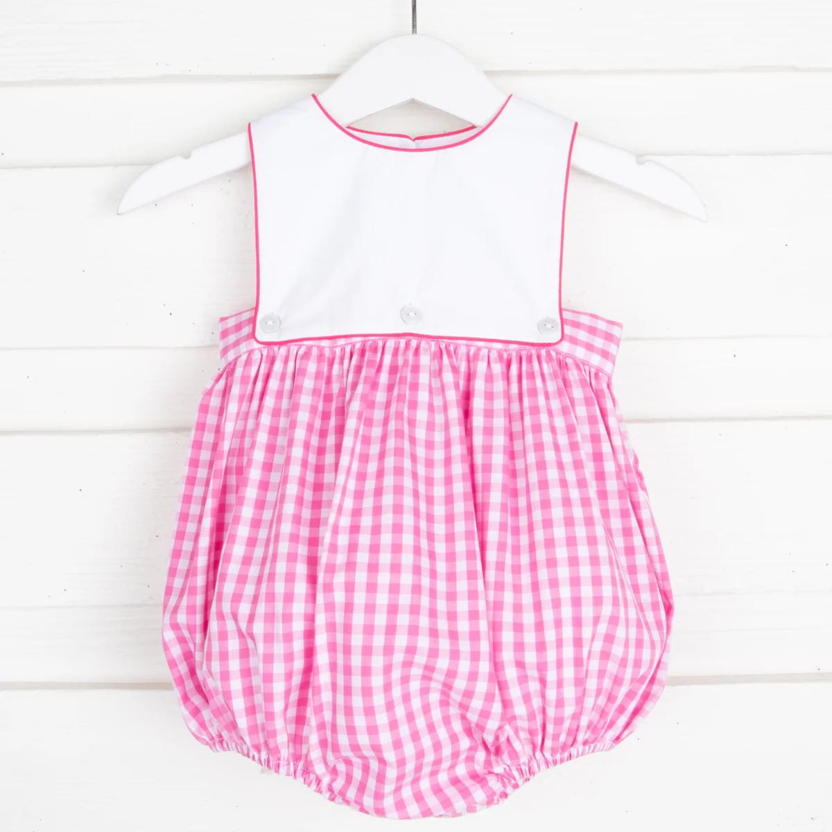 Hot Pink Check Monogrammable Bib Bubble - Image 2