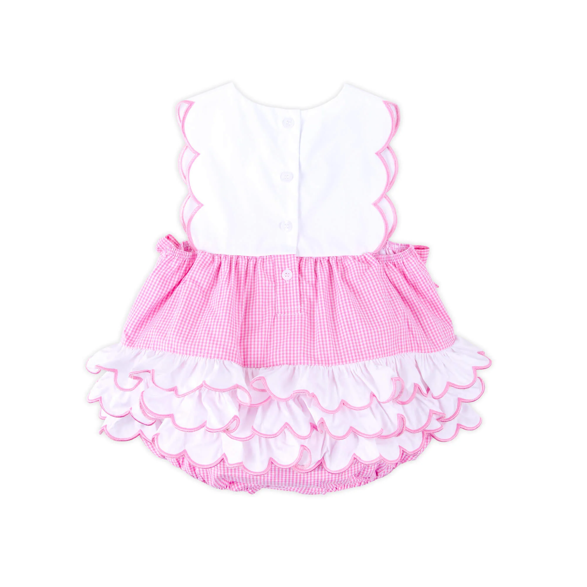 Hot Pink Gingham Scalloped Bib Bubble - Image 4