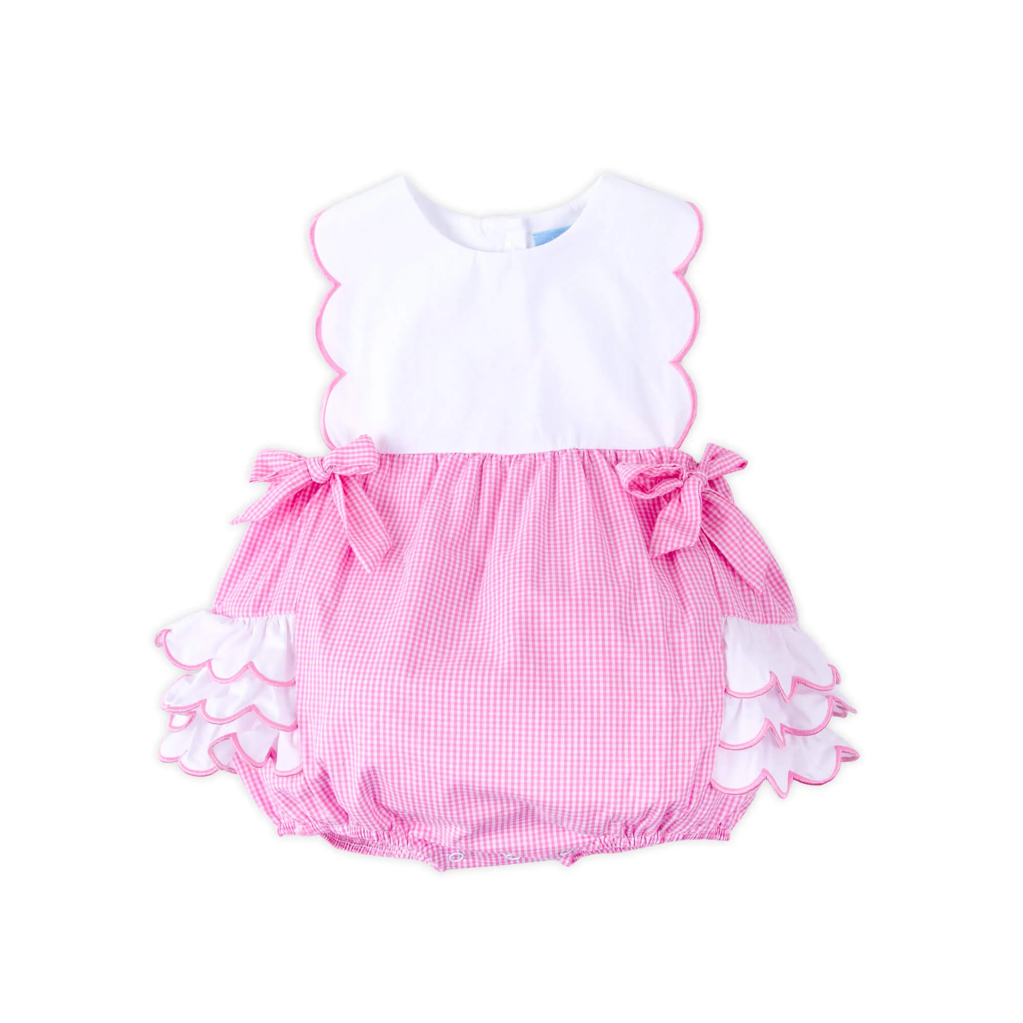 Hot Pink Gingham Scalloped Bib Bubble - Image 6